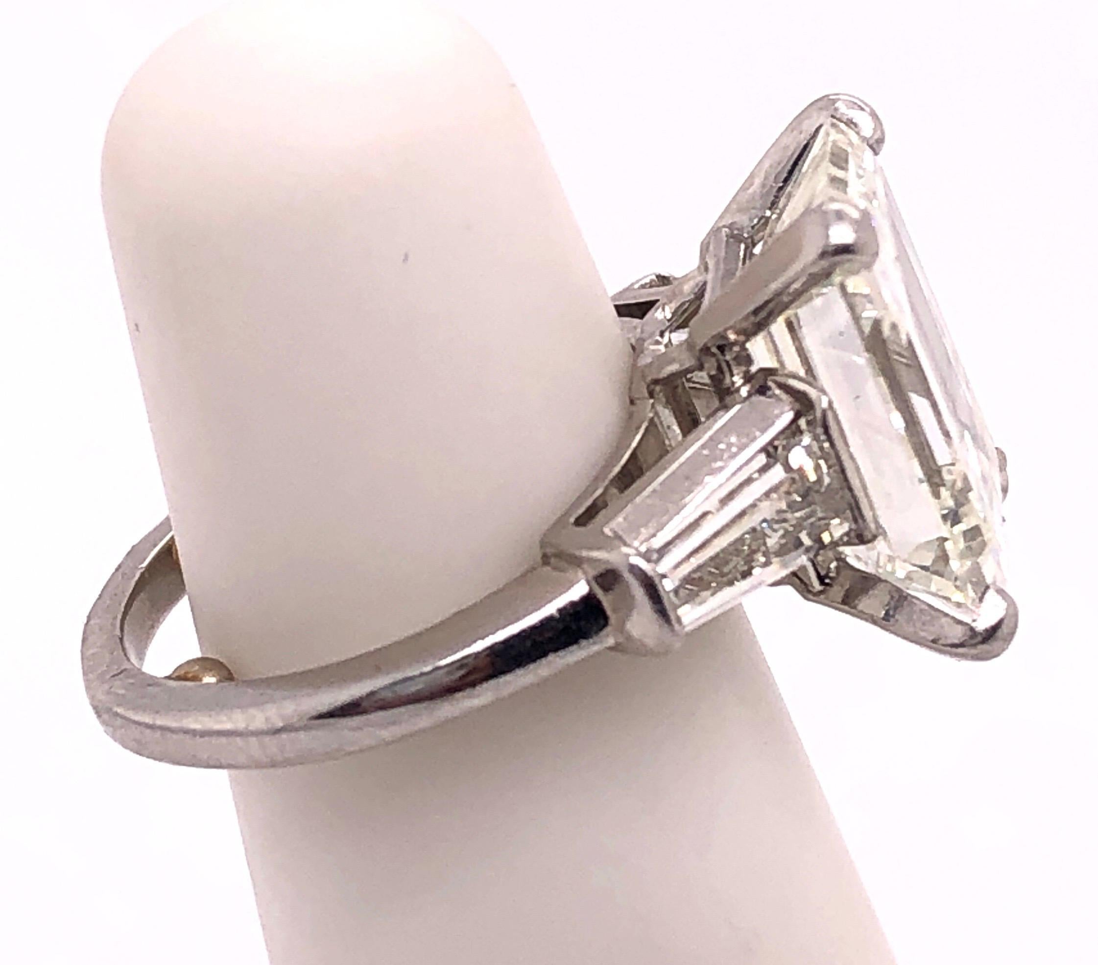 6.43 Carat Emerald Cut Diamond Engagement Ring VS1 J/K Color, Platinum Setting For Sale 10