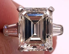 8.52 Carat Emerald Cut Diamond Engagement Ring VS1 J/K Color, Platinum Setting