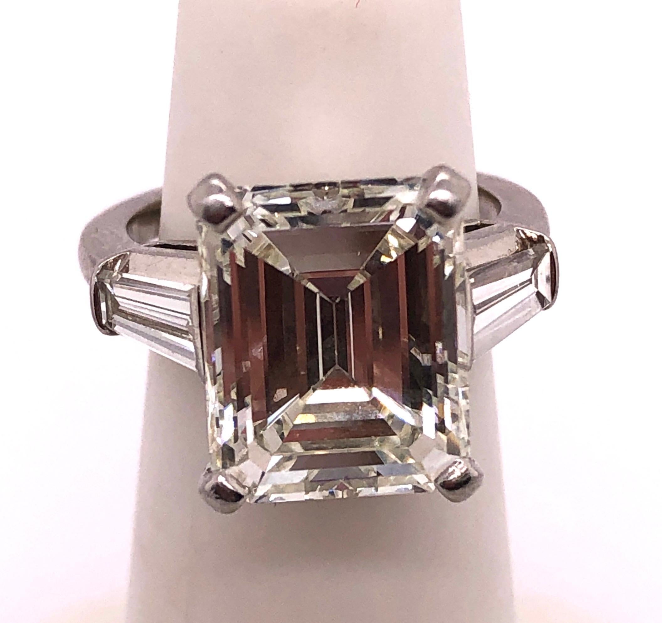 6.43 Carat Emerald Cut Diamond Engagement Ring VS1 J/K Color, Platinum Setting For Sale 1
