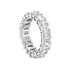6.43 Carat Conflict Free Emerald Cut Platinum Diamond Eternity Wedding Band