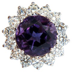 6.43CT Natural Briliant Round Bright Purple Amethyst Diamond Ring 14KT