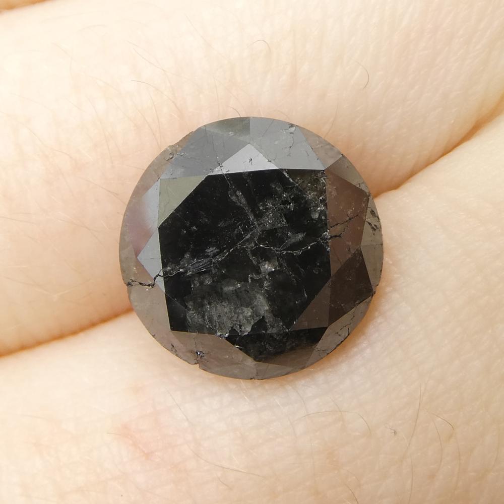 6.43ct Round Brilliant Cut Black Diamond  For Sale 4