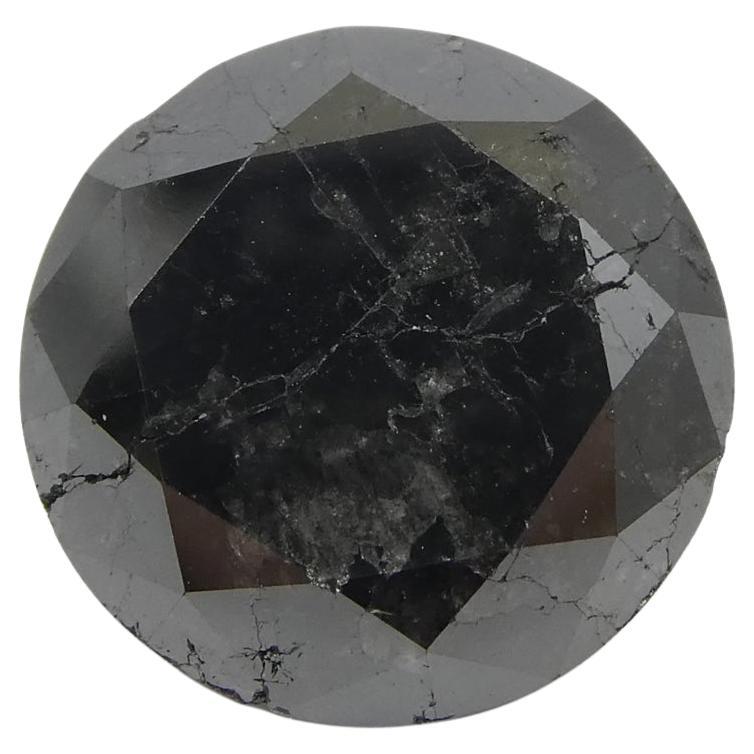 6.43ct Round Brilliant Cut Black Diamond  For Sale