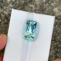 6.44 carats Deep Blue Aquamarine Stone Cushion Cut from Africa