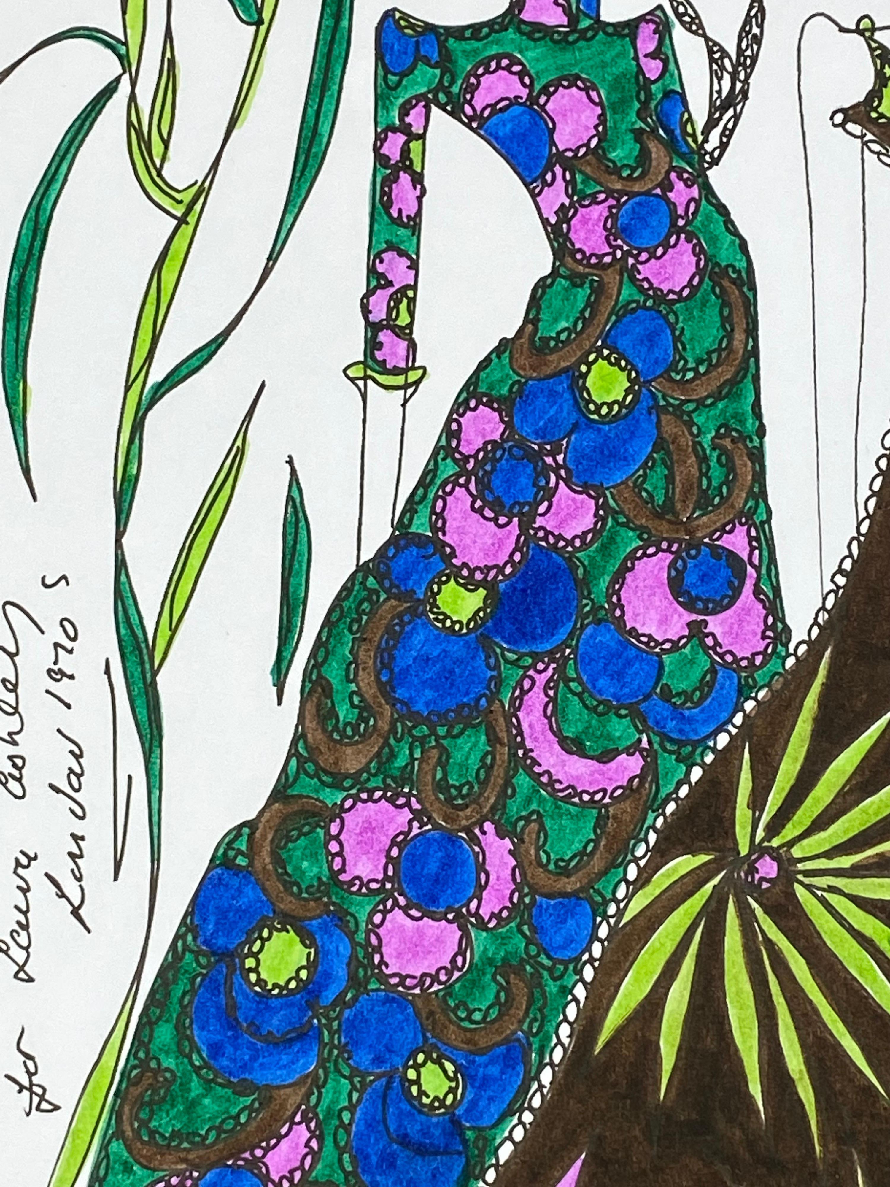 Original Fashion Design Illustration Watercolor Painting Laura Ashley Designer - Art by Unknown