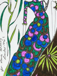 Original Fashion Design Illustration Watercolor Painting Laura Ashley Designer