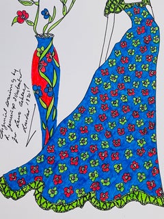 Original Fashion Design Illustration Watercolor Painting Laura Ashley Designer