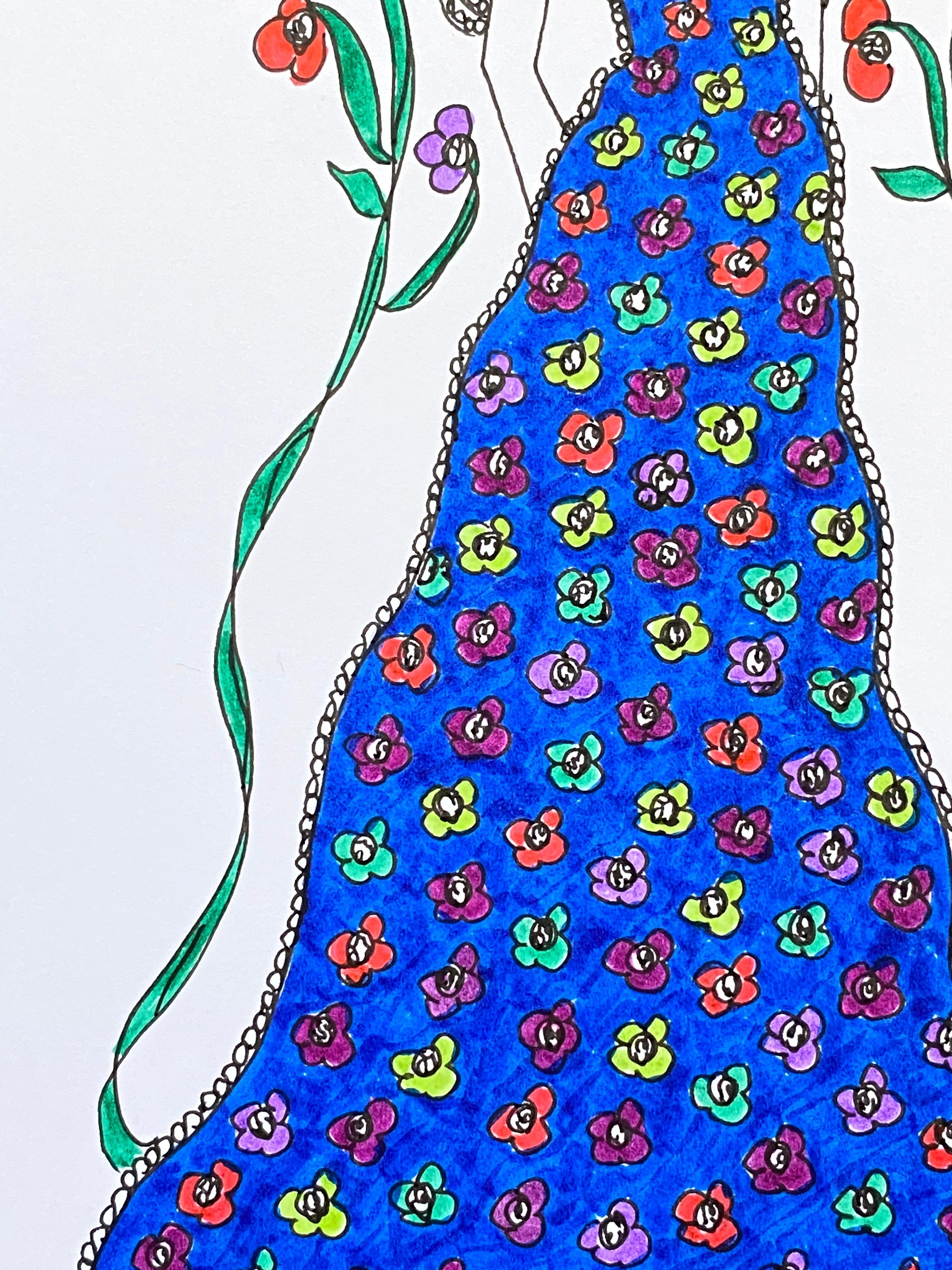 Illustration originale de design de mode
par Roz Jennings, britannique
aquarelle et encre sur carton, non encadré
taille : 12 x 8.25 pouces
état : très bon

Une œuvre d'art originale magnifiquement colorée et pleine de caractère de la créatrice de