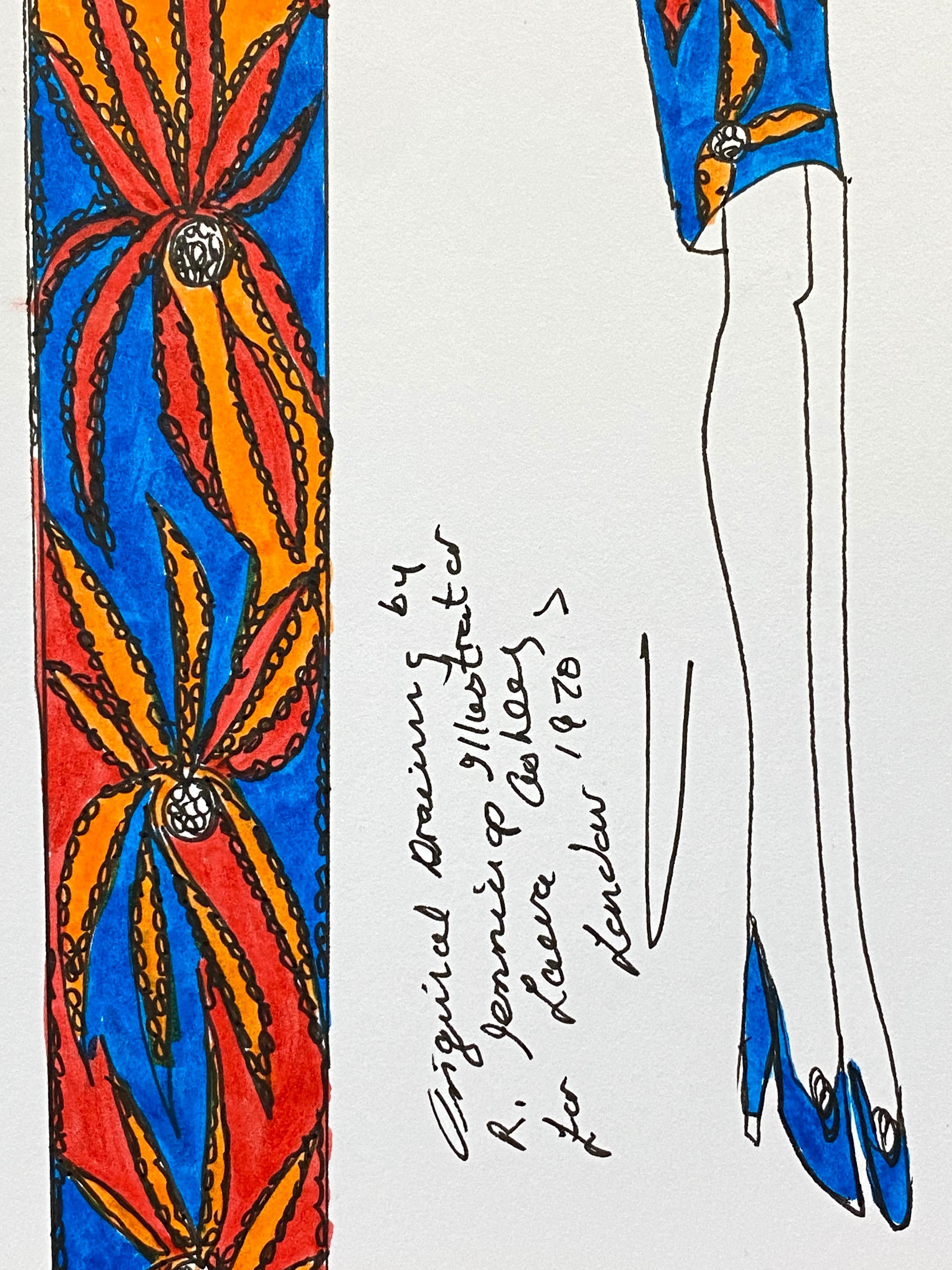 Illustration de mode originale à l'aquarelle - Peinture d'une créatrice Laura Ashley en vente 2