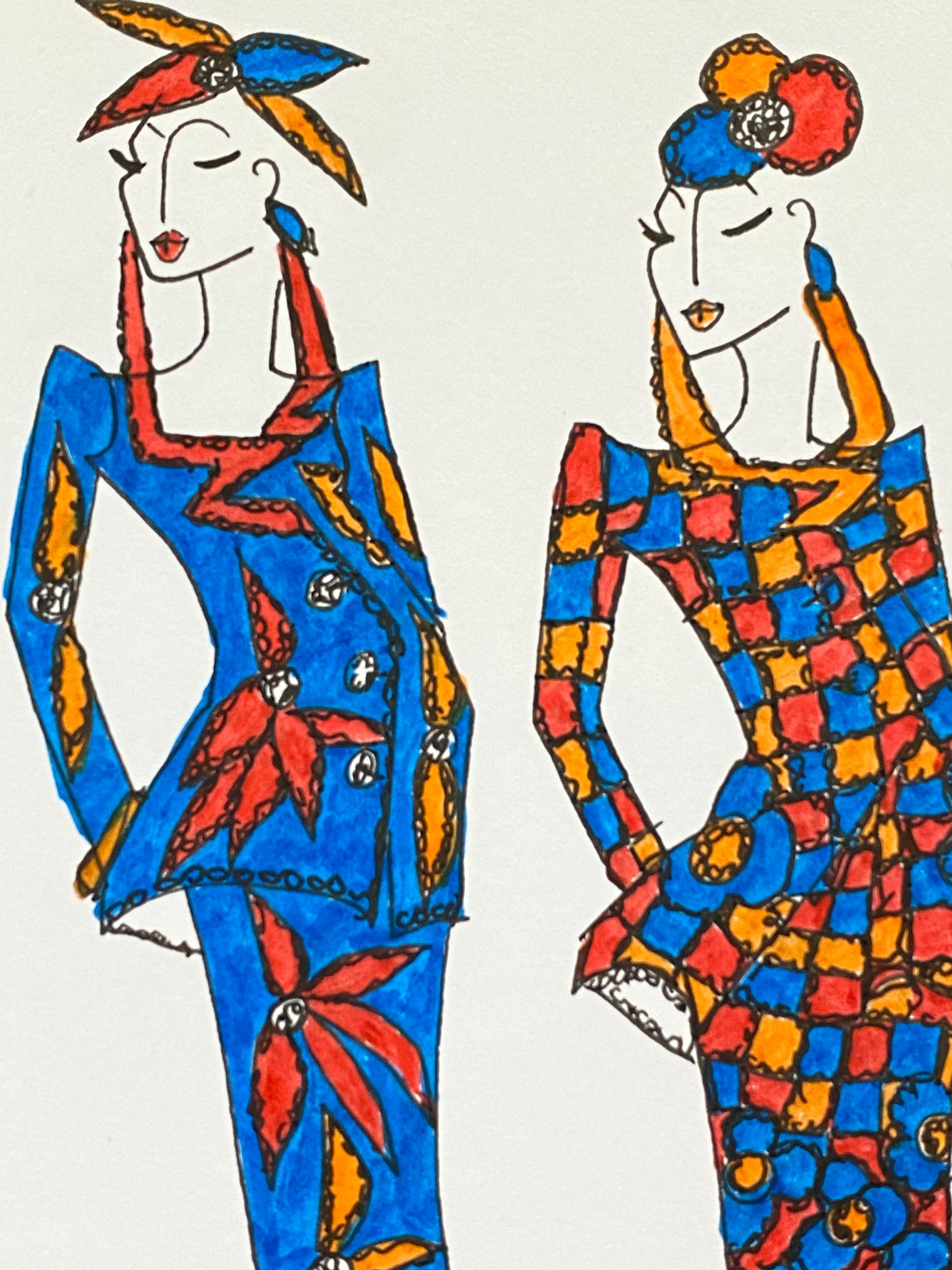 Illustration de mode originale à l'aquarelle - Peinture d'une créatrice Laura Ashley en vente 1