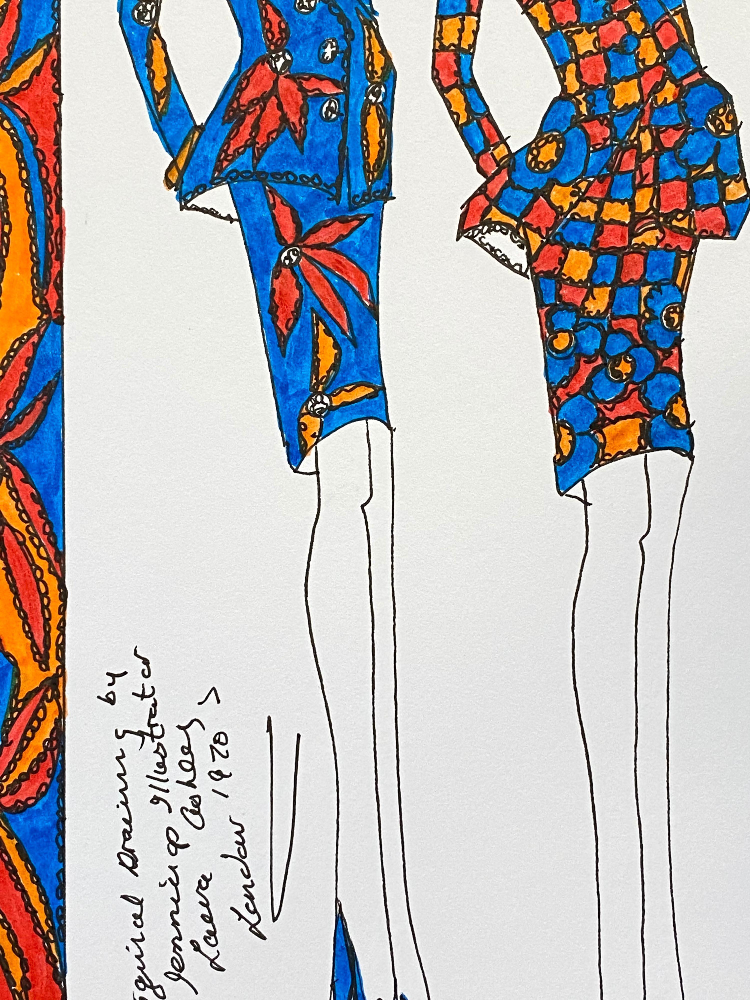 Illustration de mode originale à l'aquarelle - Peinture d'une créatrice Laura Ashley - Beige Figurative Art par Unknown