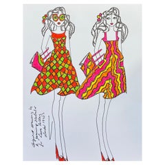 Illustration de mode originale à l'aquarelle - Peinture d'une créatrice Laura Ashley