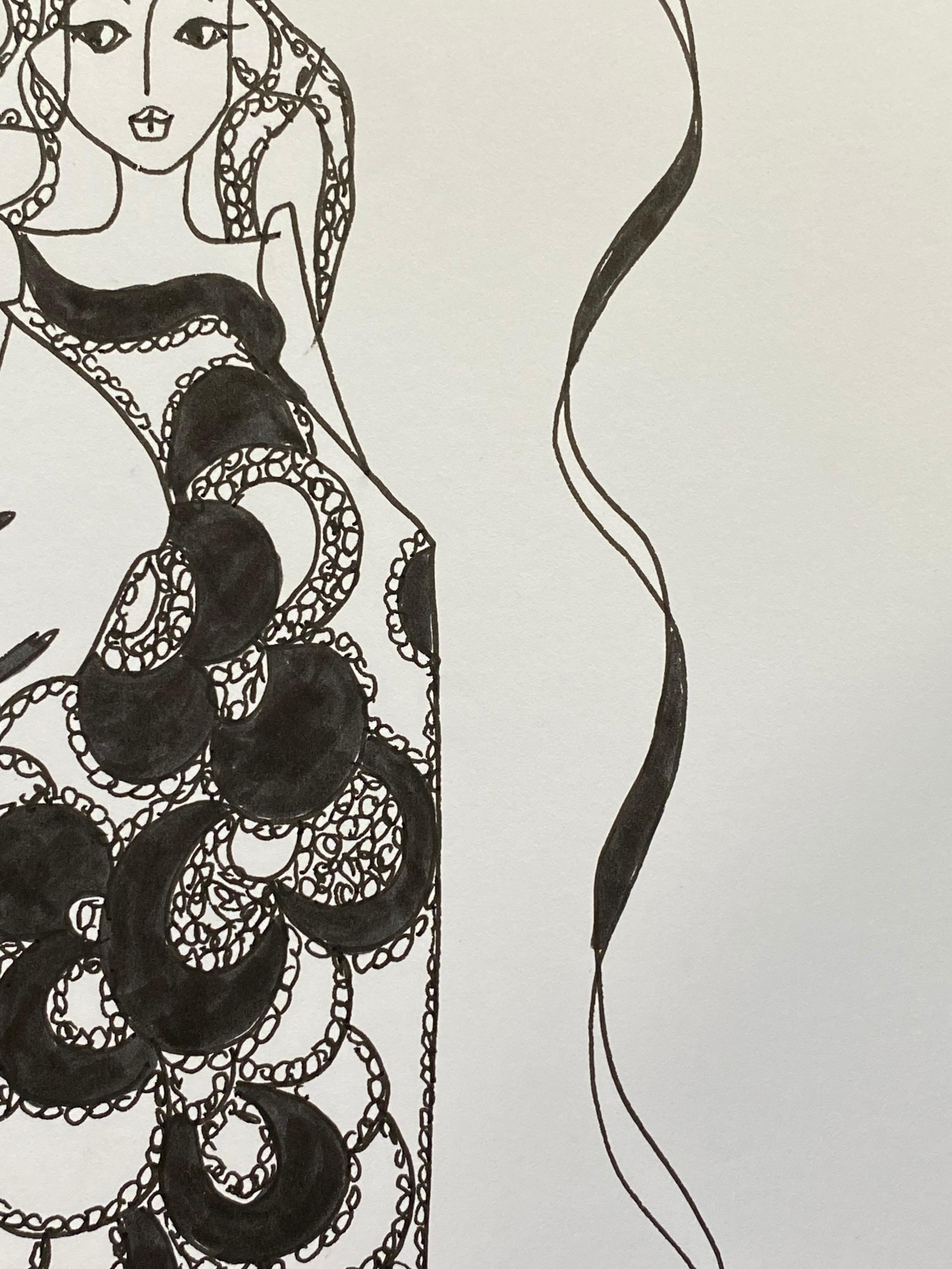 Illustration originale de design de mode
par Roz Jennings, britannique
aquarelle et encre sur carton, non encadré
taille : 12 x 8.25 pouces
état : très bon

Une œuvre d'art originale magnifiquement colorée et pleine de caractère de la créatrice de