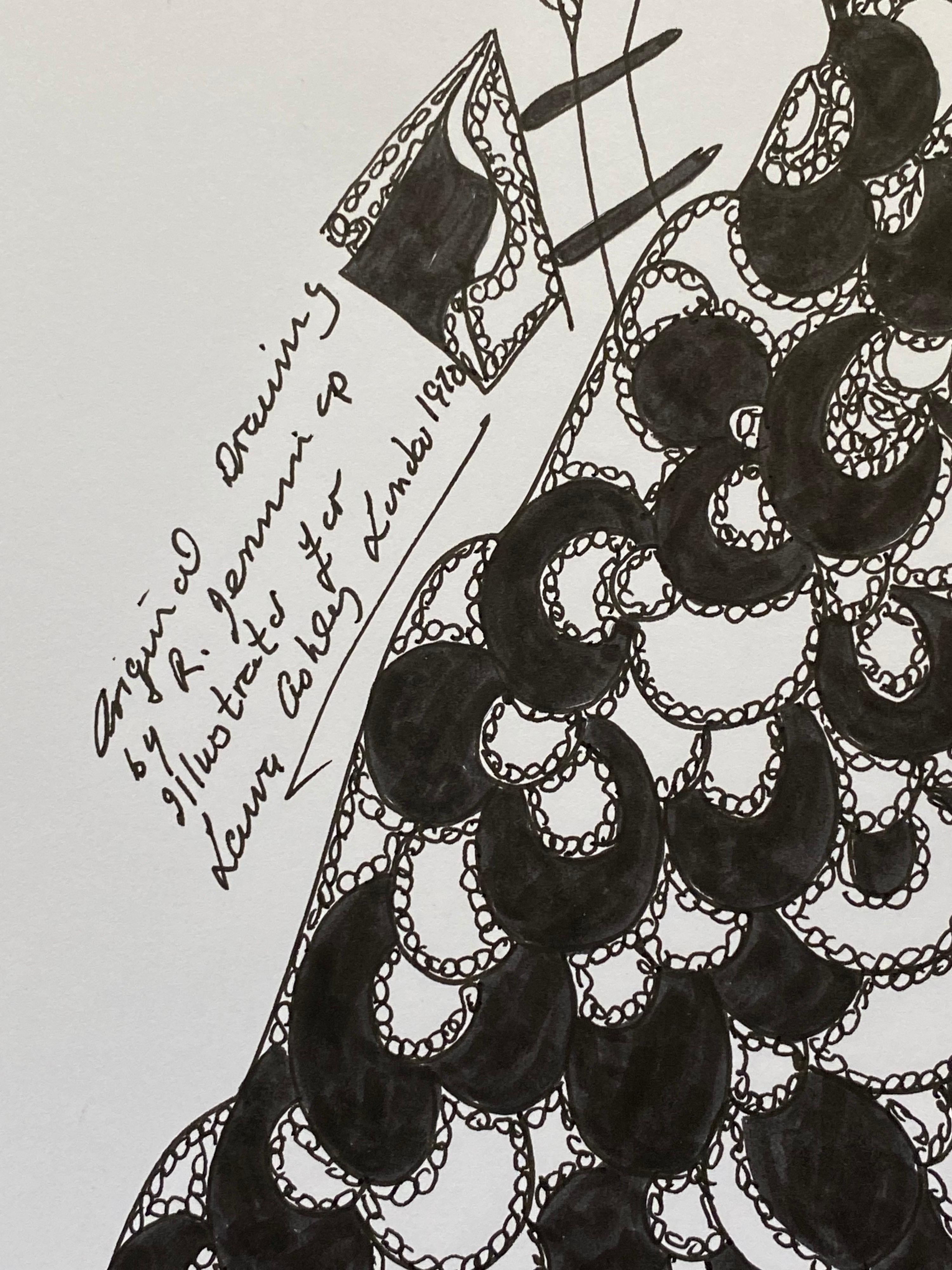 Illustration de mode originale à l'aquarelle - Peinture d'une créatrice Laura Ashley - Art de Unknown
