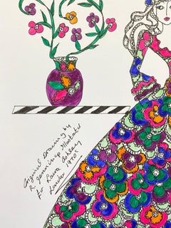 Original Fashion Design Illustration Watercolor Painting Laura Ashley Designer