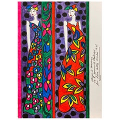 Original Fashion Design Illustration Watercolor Painting Laura Ashley Designer