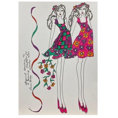 Disegno di moda originale Illustrazione ad acquerello Laura Ashley Designer