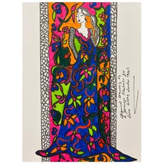 Original Fashion Design Illustration Watercolor Painting Laura Ashley Designer