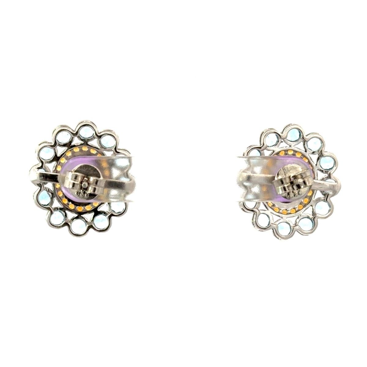 Women's 6.45 Carat Carnation Round Multi Gems Studs Silver Earring for Graduation Gift For Sale