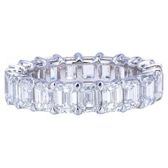 6.45 Carat Emerald Cut Eternity Band Ring 18kt