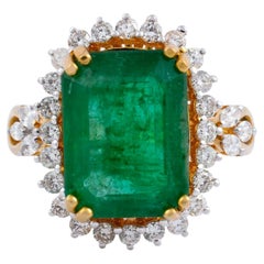 6.45 Carat Emerald Diamond 14 Karat Gold Ring