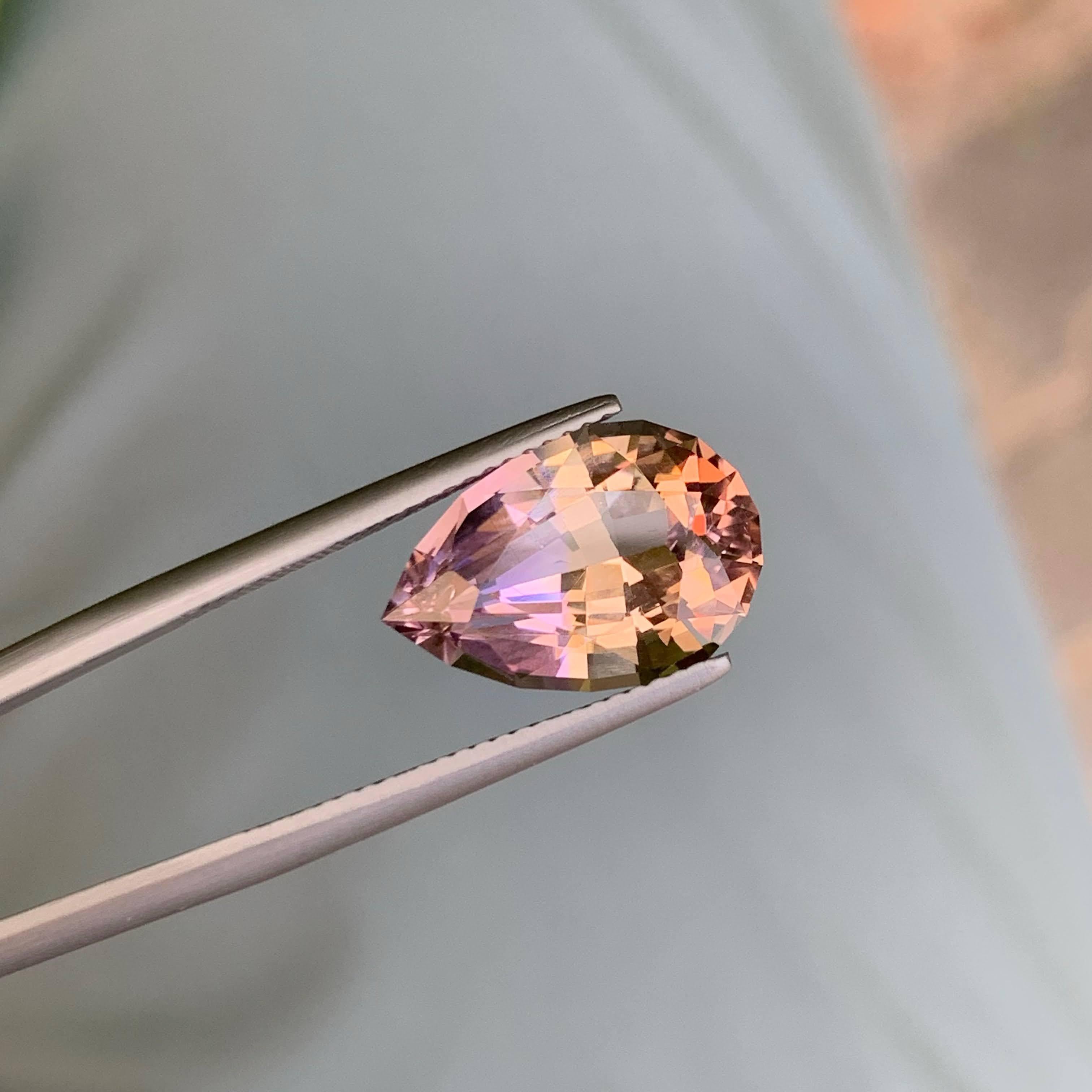 6,45 Karat Loser Bi Color Ametrine Stein Birnenschliff Natürlicher Brasilianischer Edelstein im Angebot 4