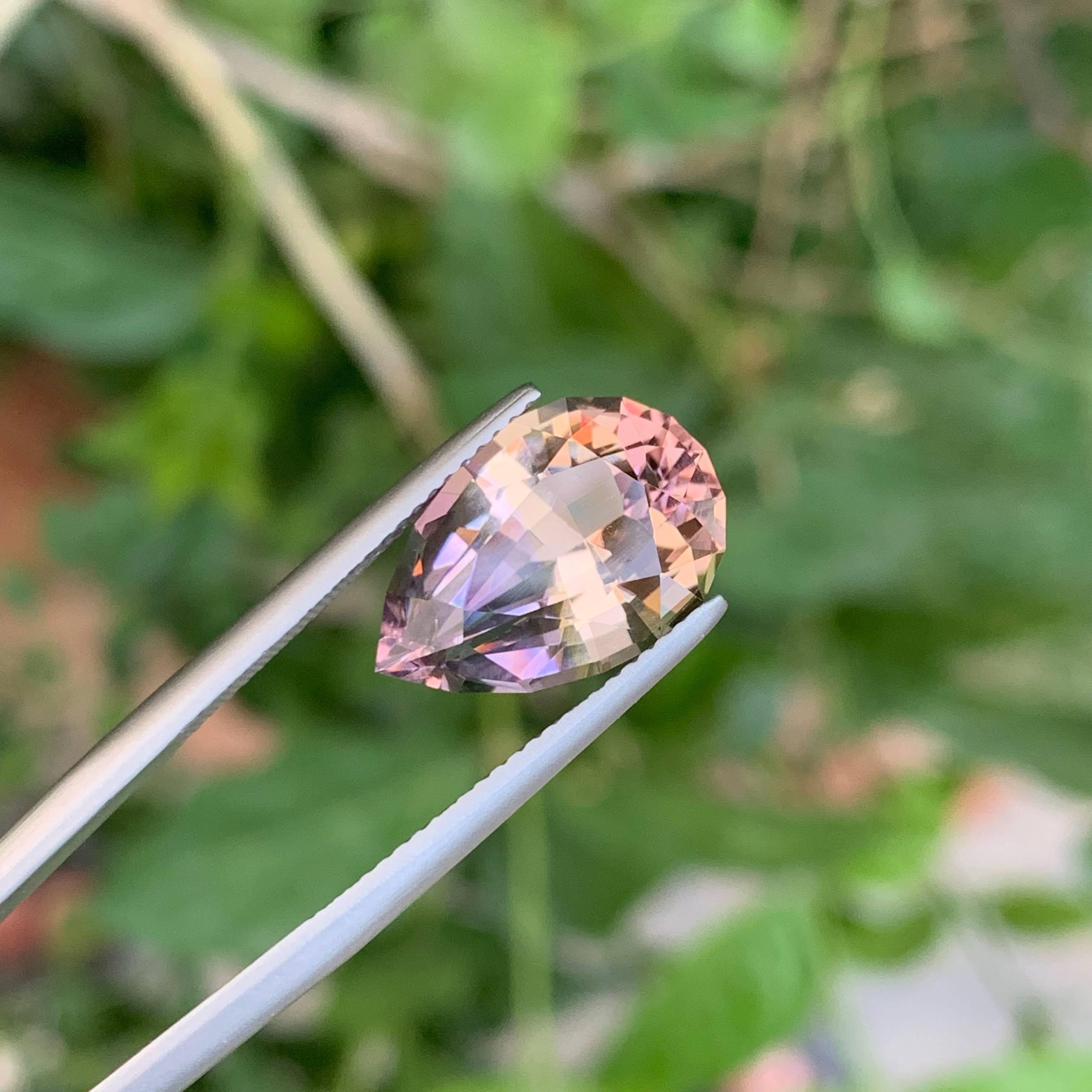 6,45 Karat Loser Bi Color Ametrine Stein Birnenschliff Natürlicher Brasilianischer Edelstein im Angebot 5