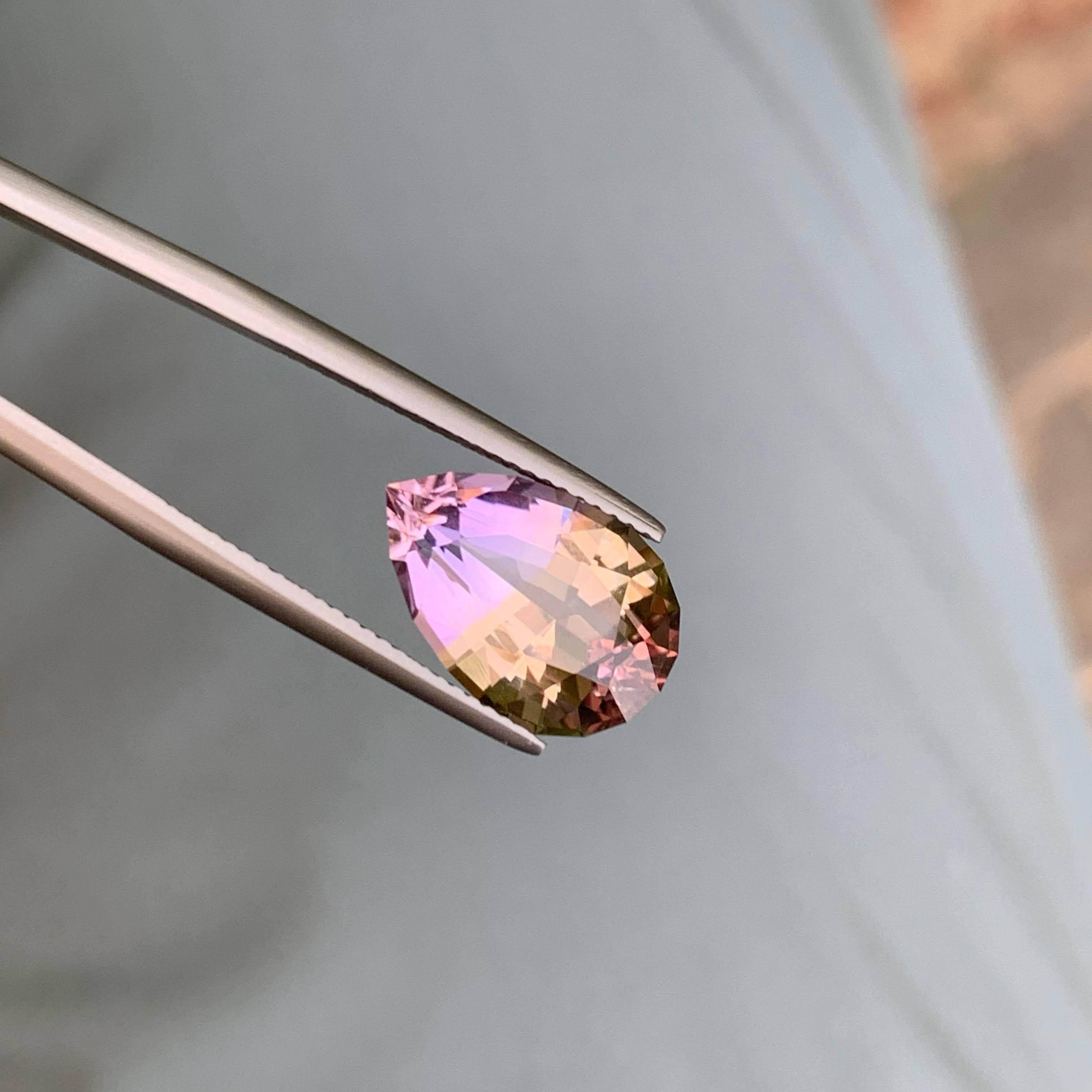 6,45 Karat Loser Bi Color Ametrine Stein Birnenschliff Natürlicher Brasilianischer Edelstein (Tropfenschliff) im Angebot