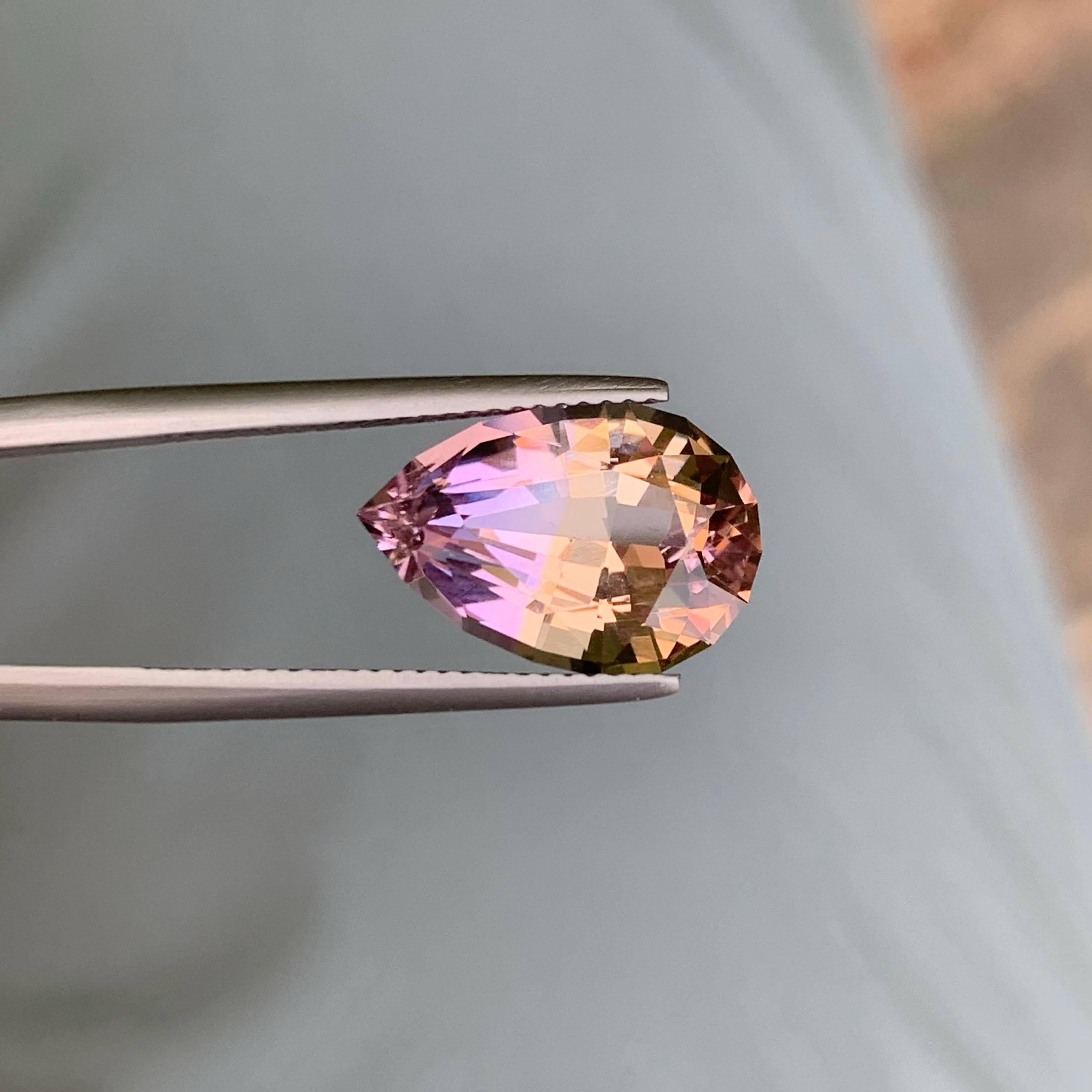 6,45 Karat Loser Bi Color Ametrine Stein Birnenschliff Natürlicher Brasilianischer Edelstein für Damen oder Herren im Angebot