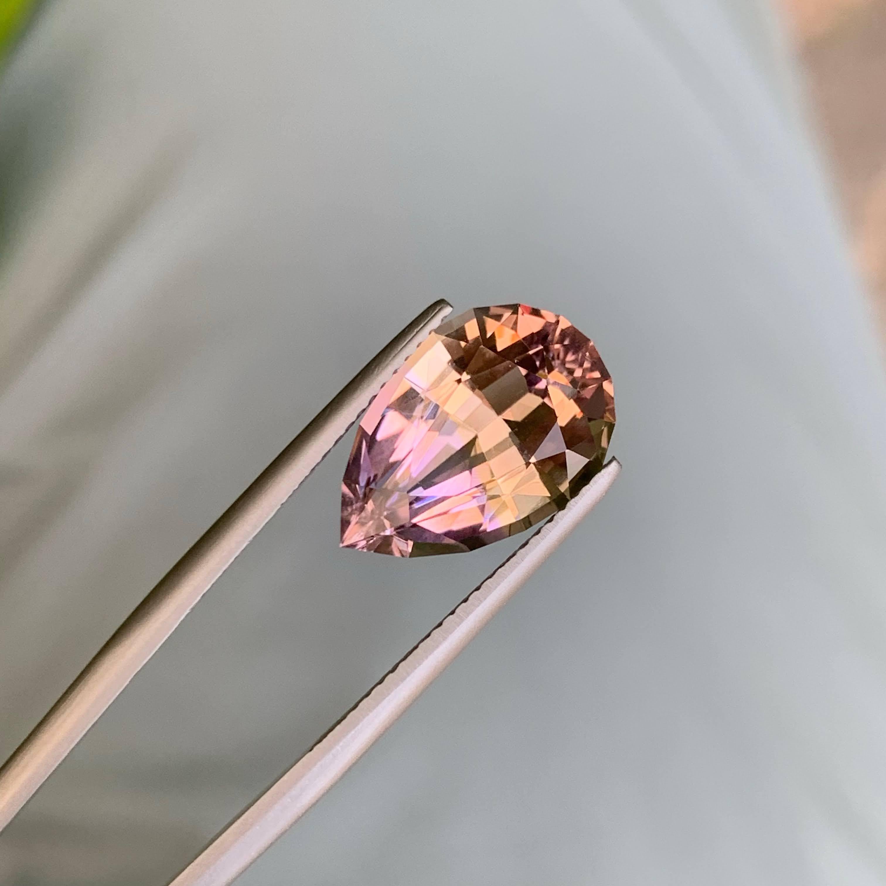 6,45 Karat Loser Bi Color Ametrine Stein Birnenschliff Natürlicher Brasilianischer Edelstein im Angebot 2