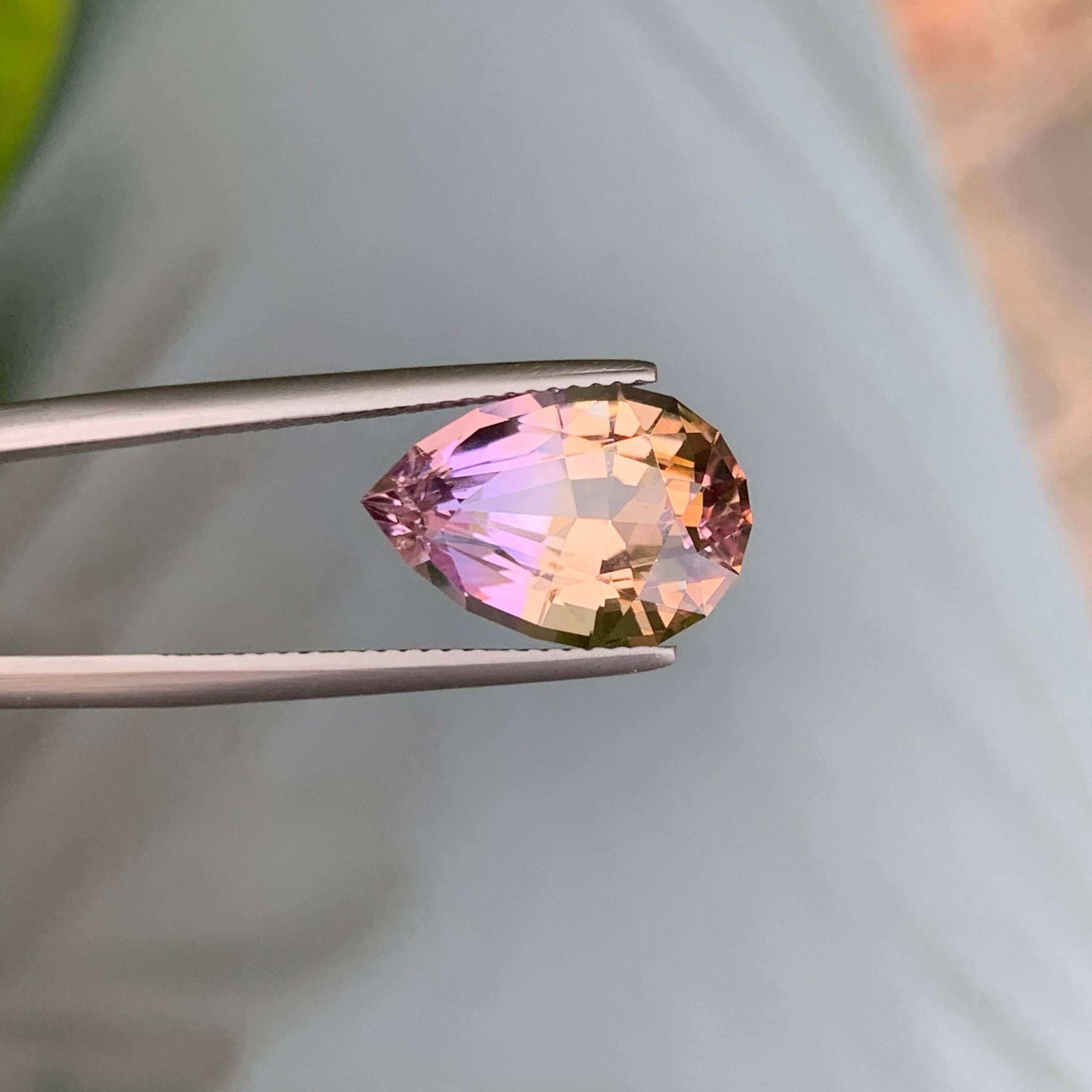 6,45 Karat Loser Bi Color Ametrine Stein Birnenschliff Natürlicher Brasilianischer Edelstein im Angebot 3