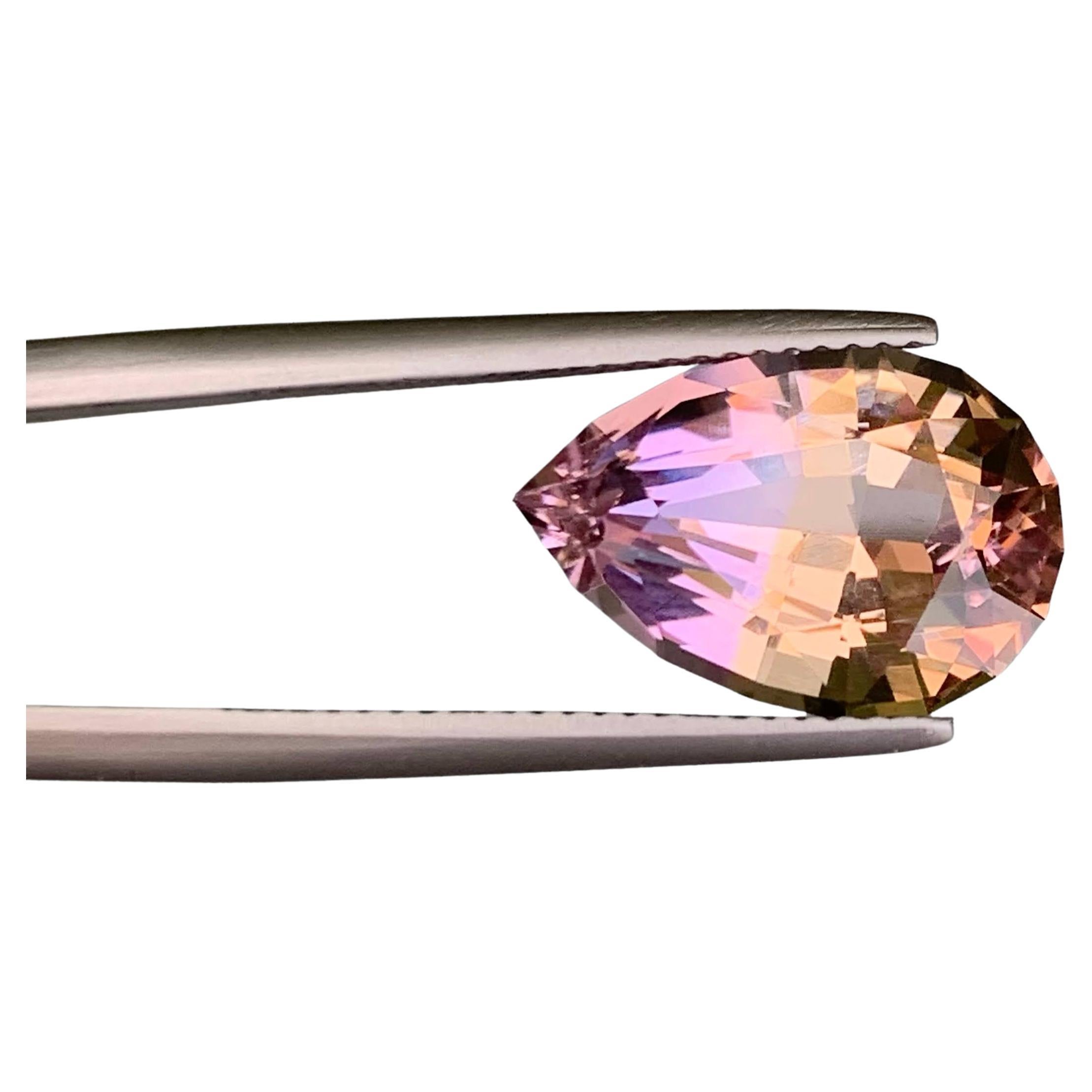 6,45 Karat Loser Bi Color Ametrine Stein Birnenschliff Natürlicher Brasilianischer Edelstein im Angebot