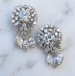 Pendientes araña de diamantes estilo mediados de siglo de 6,45 quilates