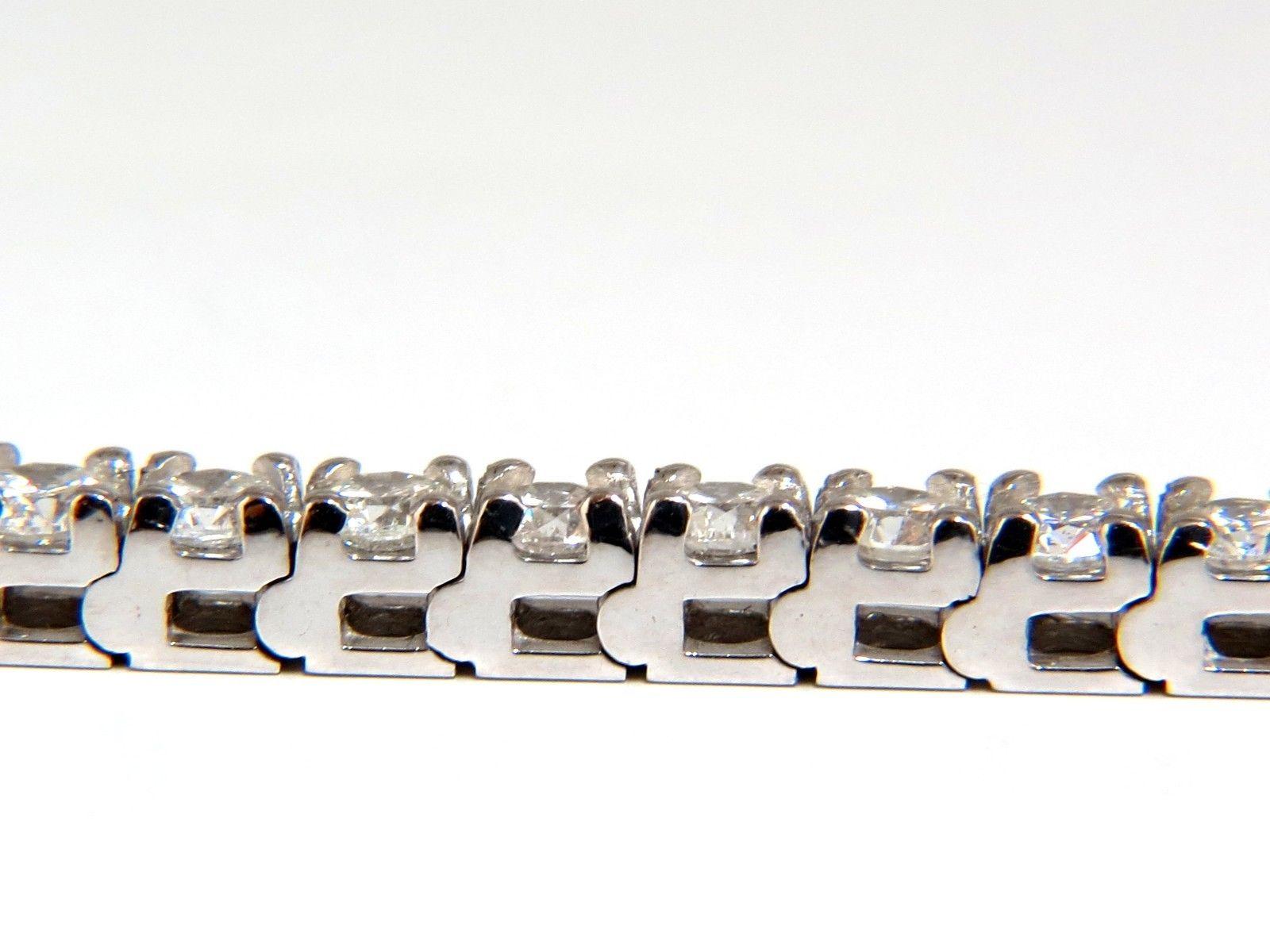 Round Cut 6.45 Carat Natural Diamonds Tennis Bracelet 14 Karat F/G