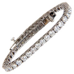 6.45 Carat Natural Diamonds Tennis Bracelet 14 Karat F/G