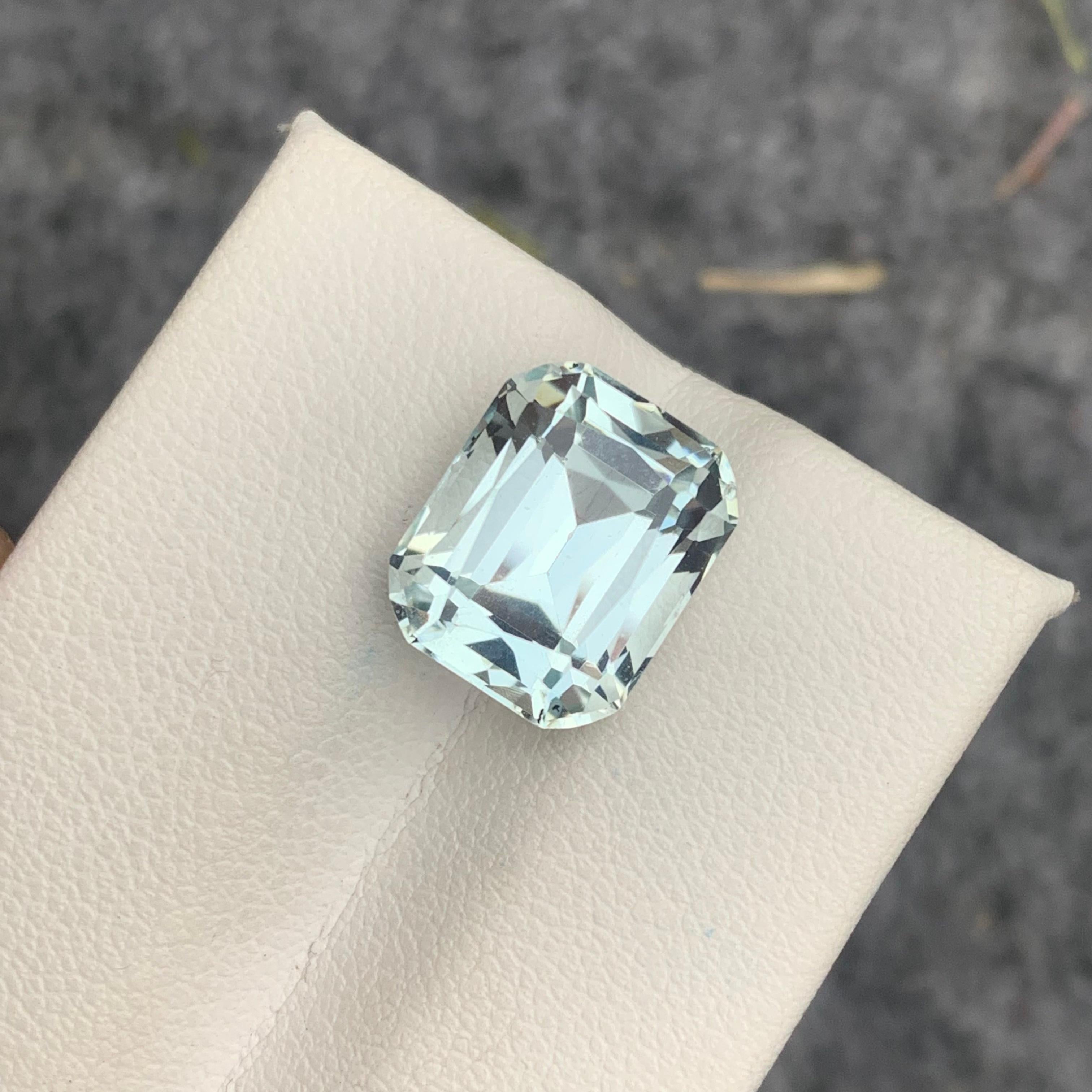 6.45 Carat Natural Faceted Light Blue Aquamarine Cushion Gemstone from Pakistan In New Condition In Peshawar, PK