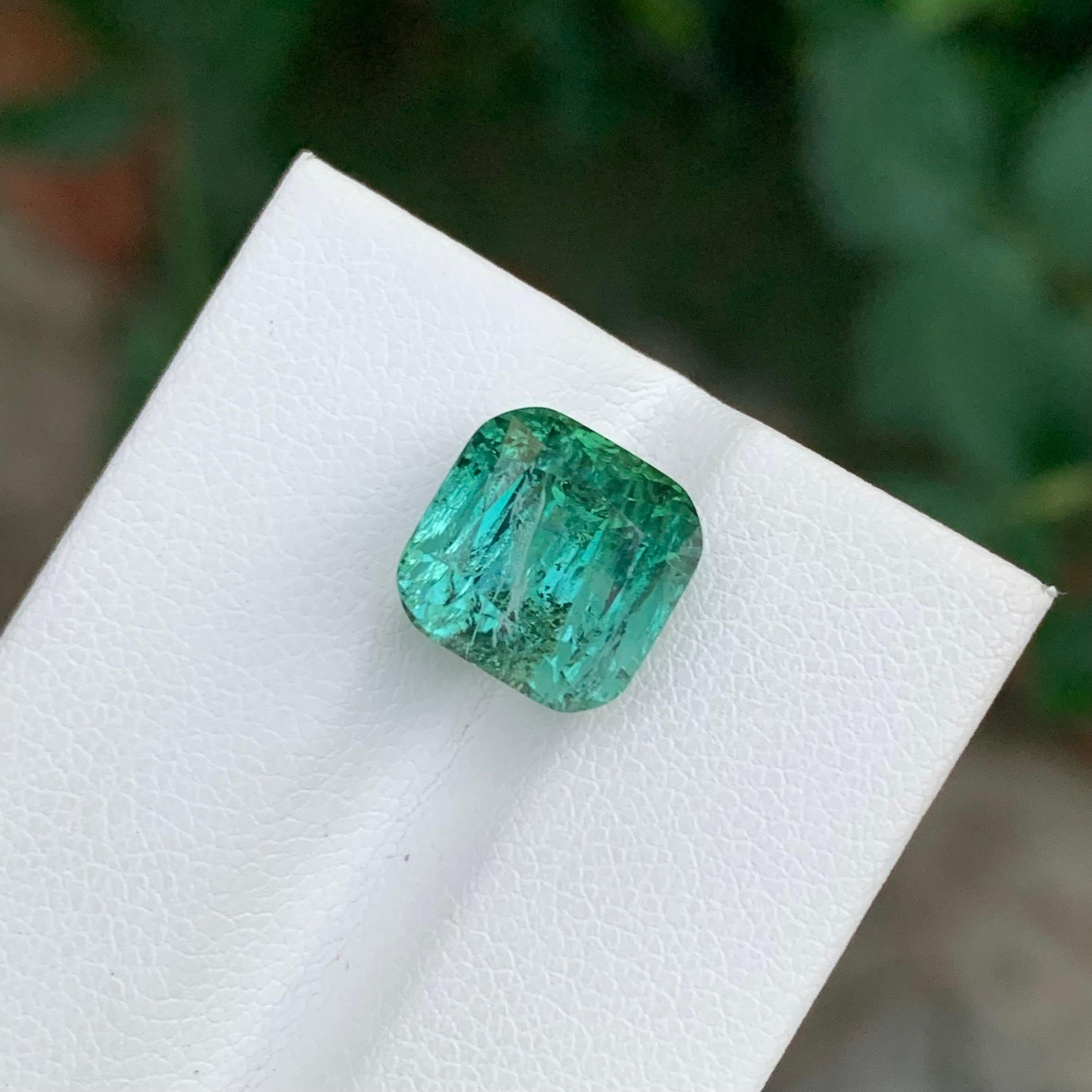6.45 Carat Natural Loose Blue Green Included Tourmaline Square Shape Gemstone (pierre précieuse de forme carrée) en vente 1