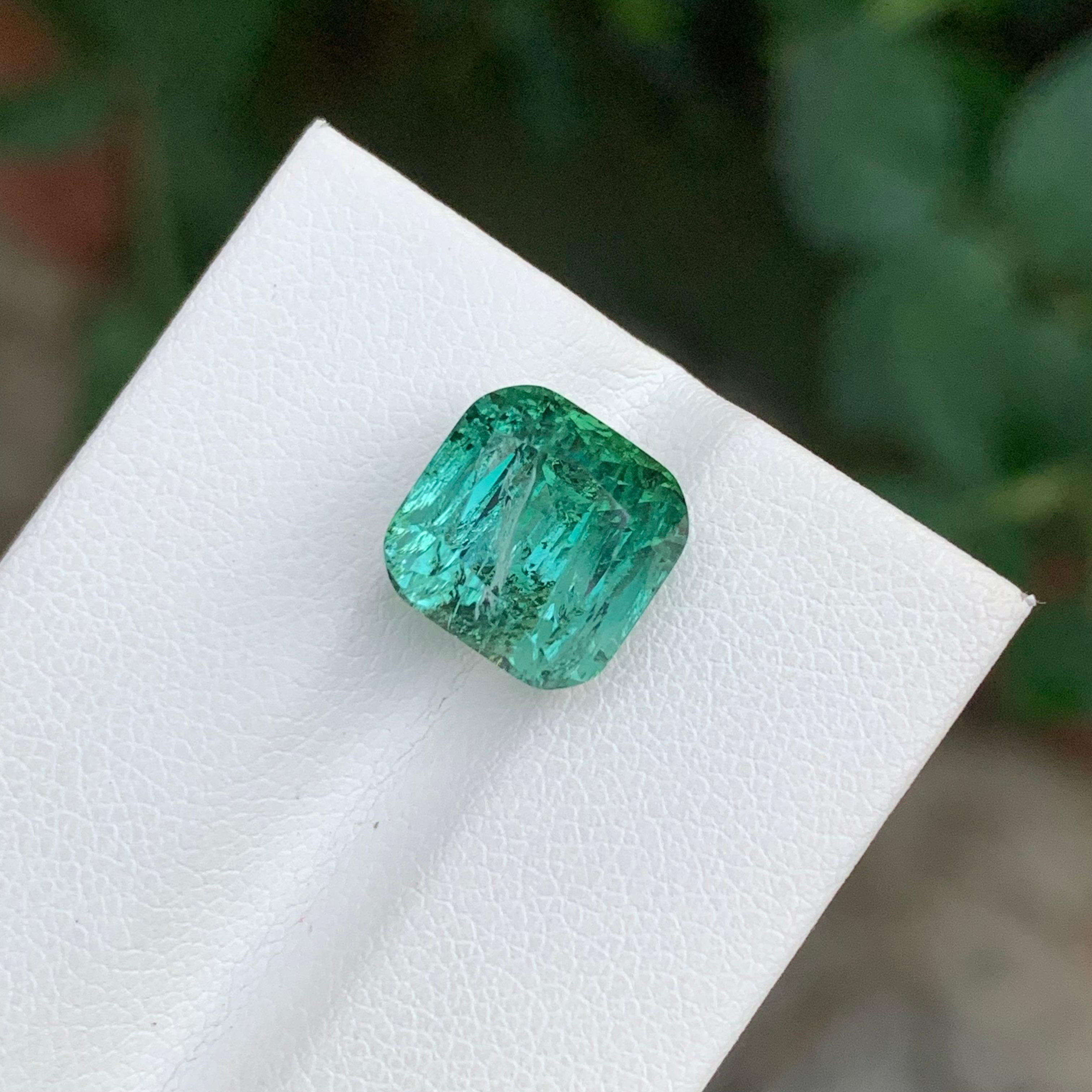 6.45 Carat Natural Loose Blue Green Included Tourmaline Square Shape Gemstone (pierre précieuse de forme carrée) en vente 2