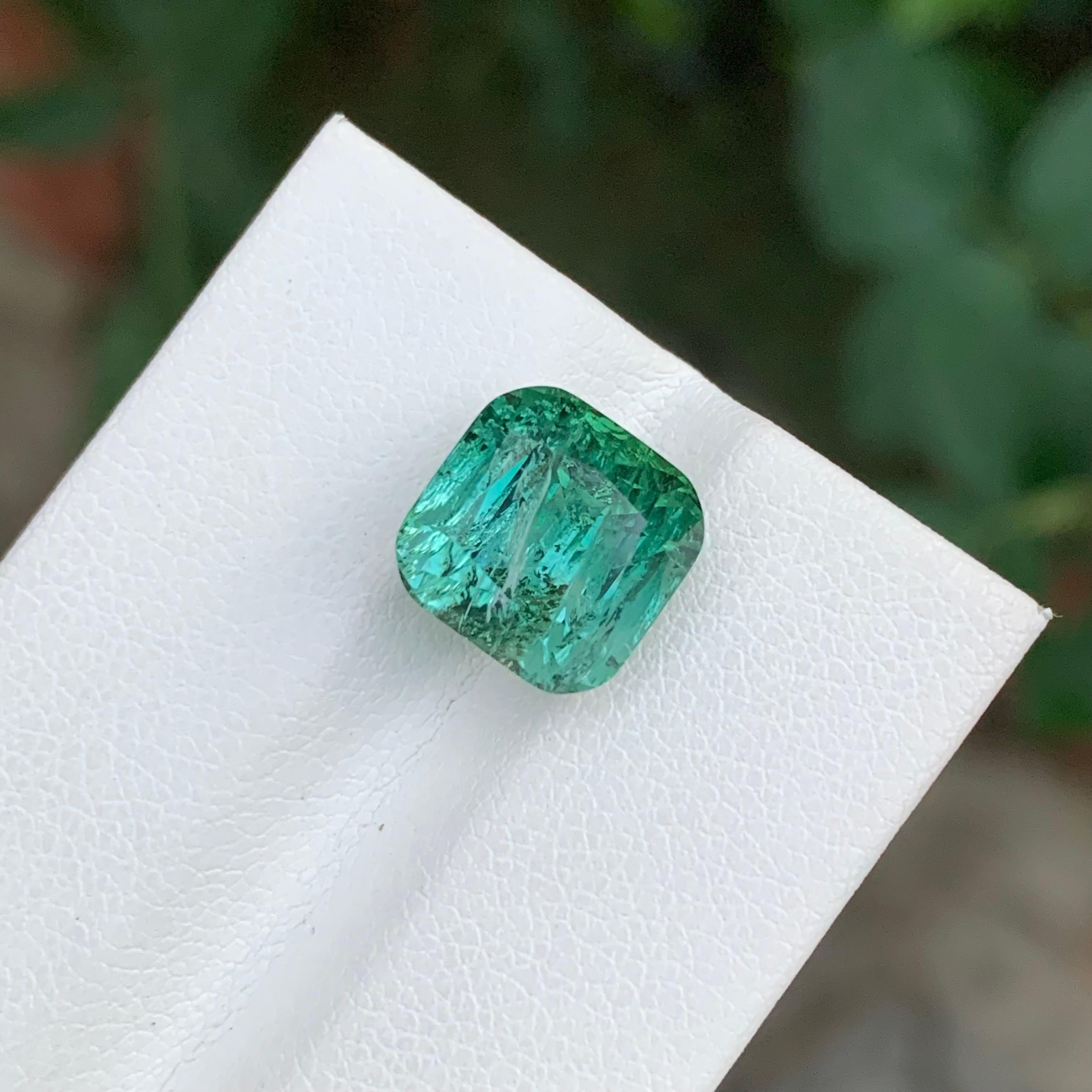 6.45 Carat Natural Loose Blue Green Included Tourmaline Square Shape Gemstone (pierre précieuse de forme carrée) en vente 3