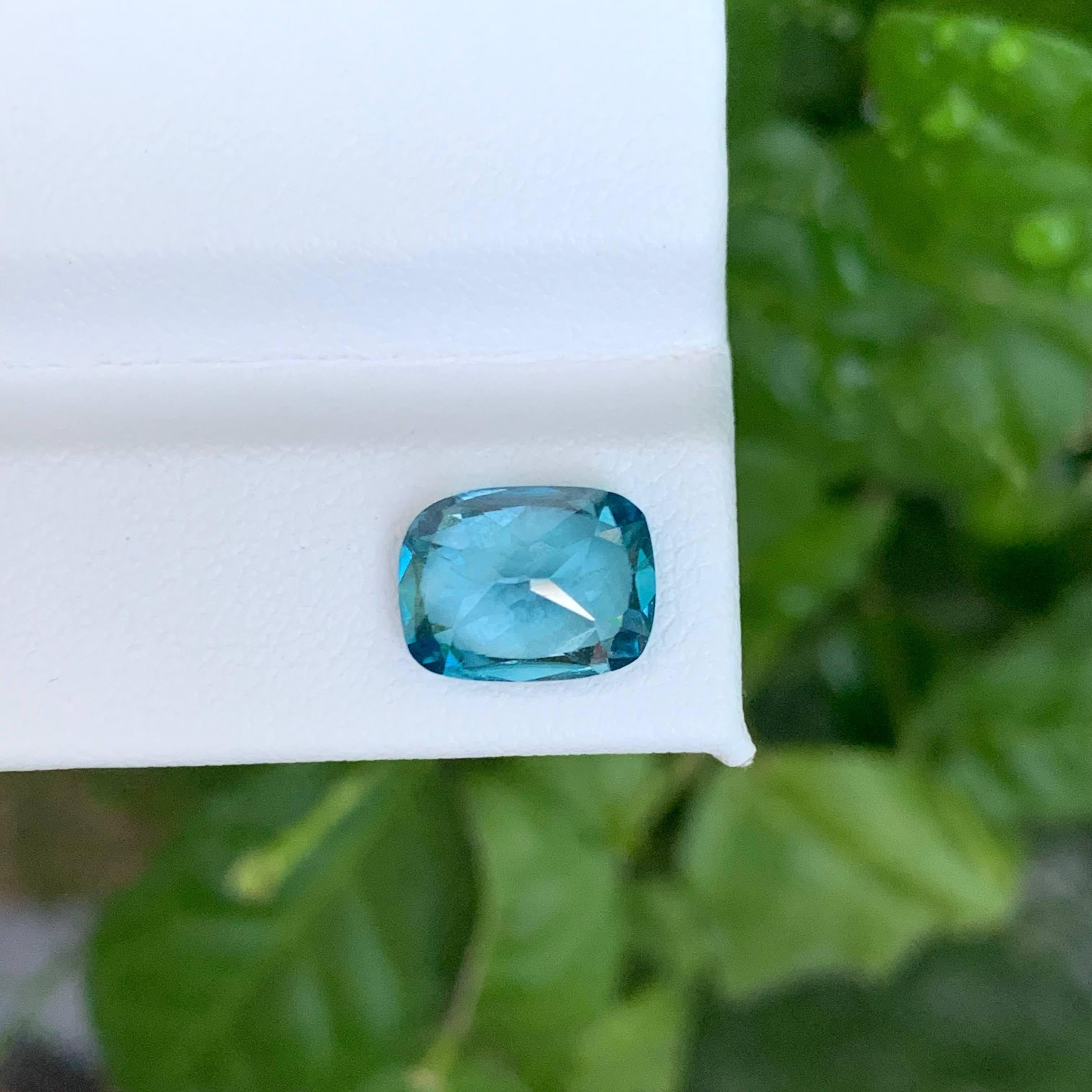 6.45 Carat Natural Loose Blue Zircon Stone Cushion Cut Cambodian Gemstone (pierre précieuse cambodgienne) en vente 2