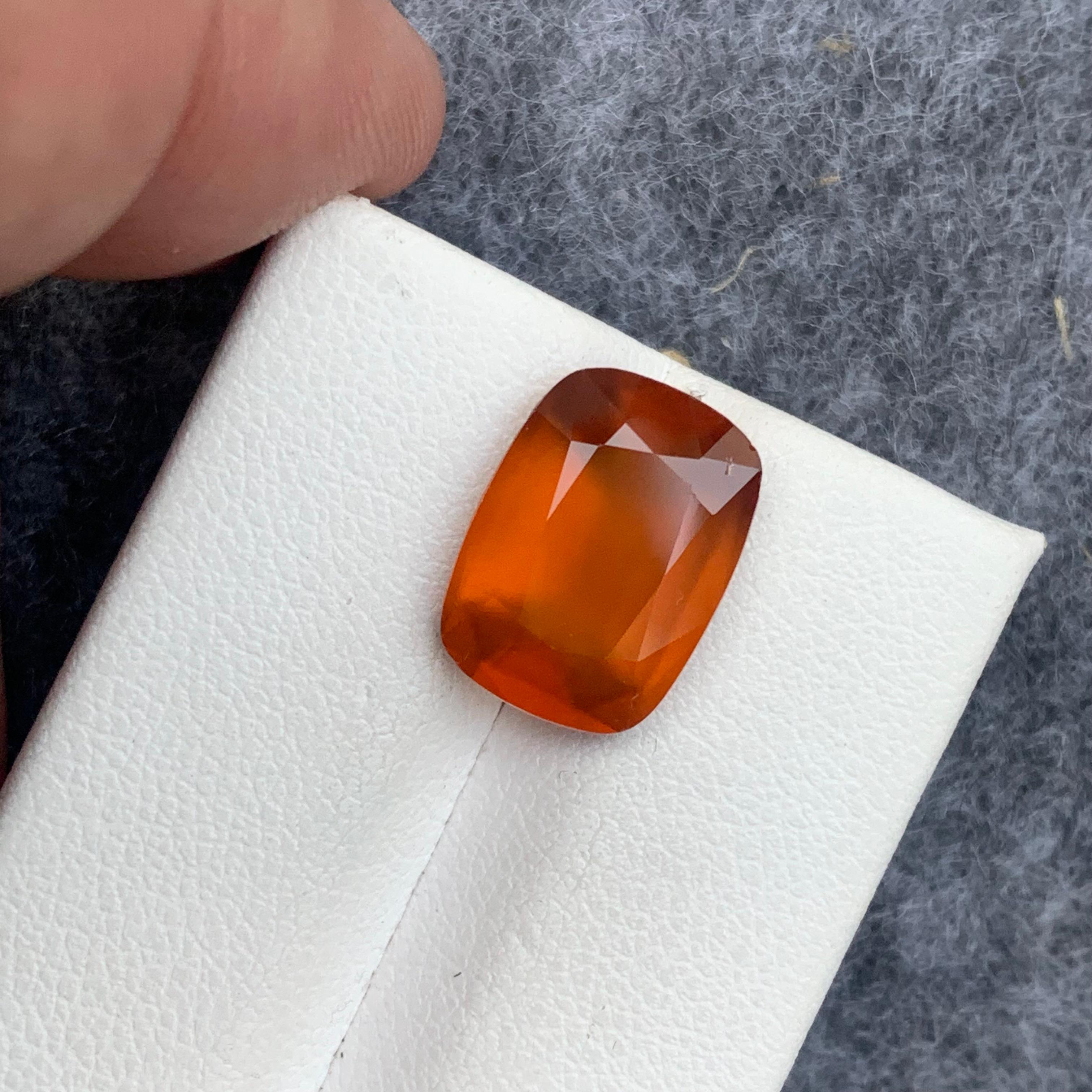 Arts and Crafts 6.45 Carat Natural Loose Brown Orange Smoky Hessonite Garnet Long Cushion For Sale