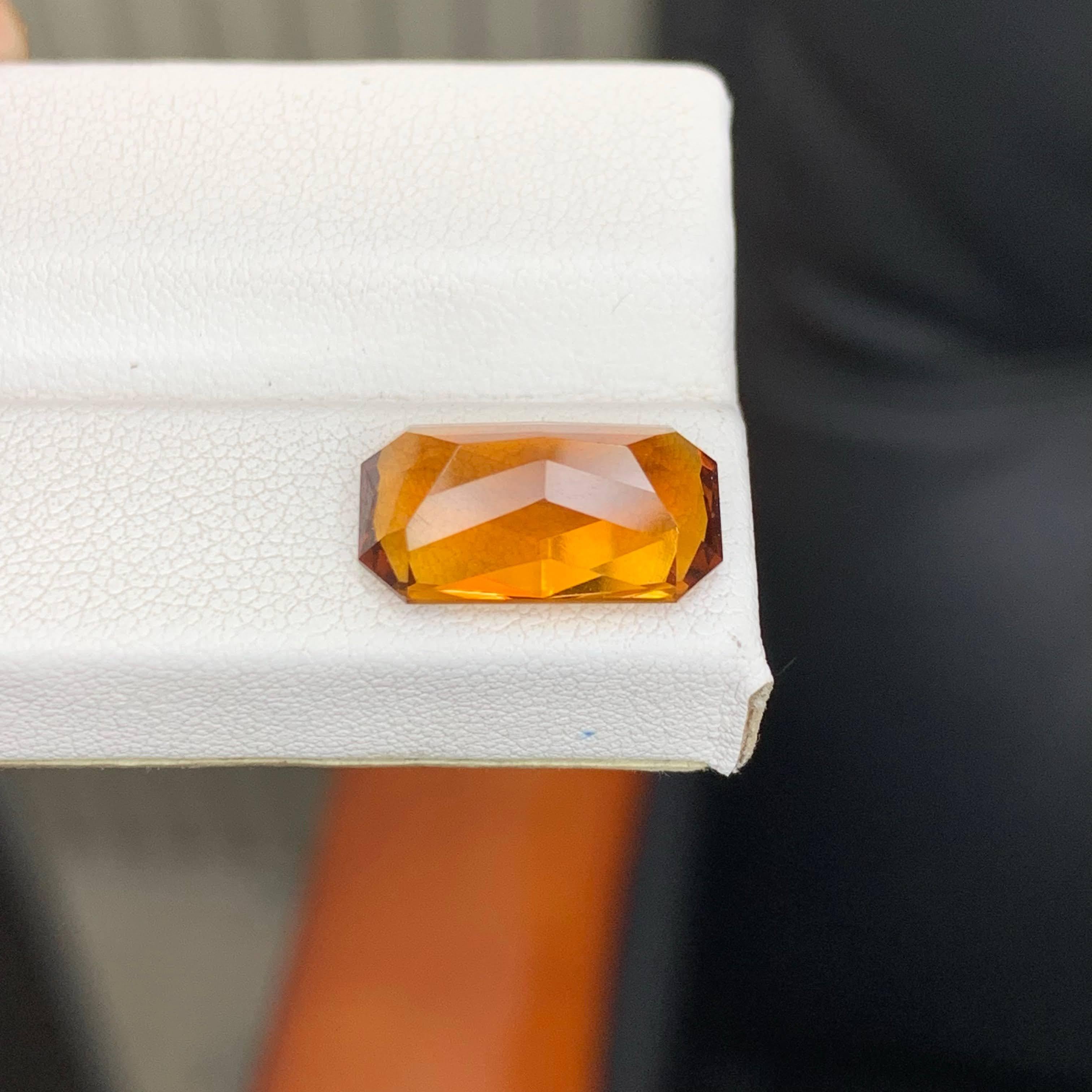 6.45 Carat Natural Loose Madeira Citrine Stone Emerald Cut Brazilian Gemstone im Angebot 4