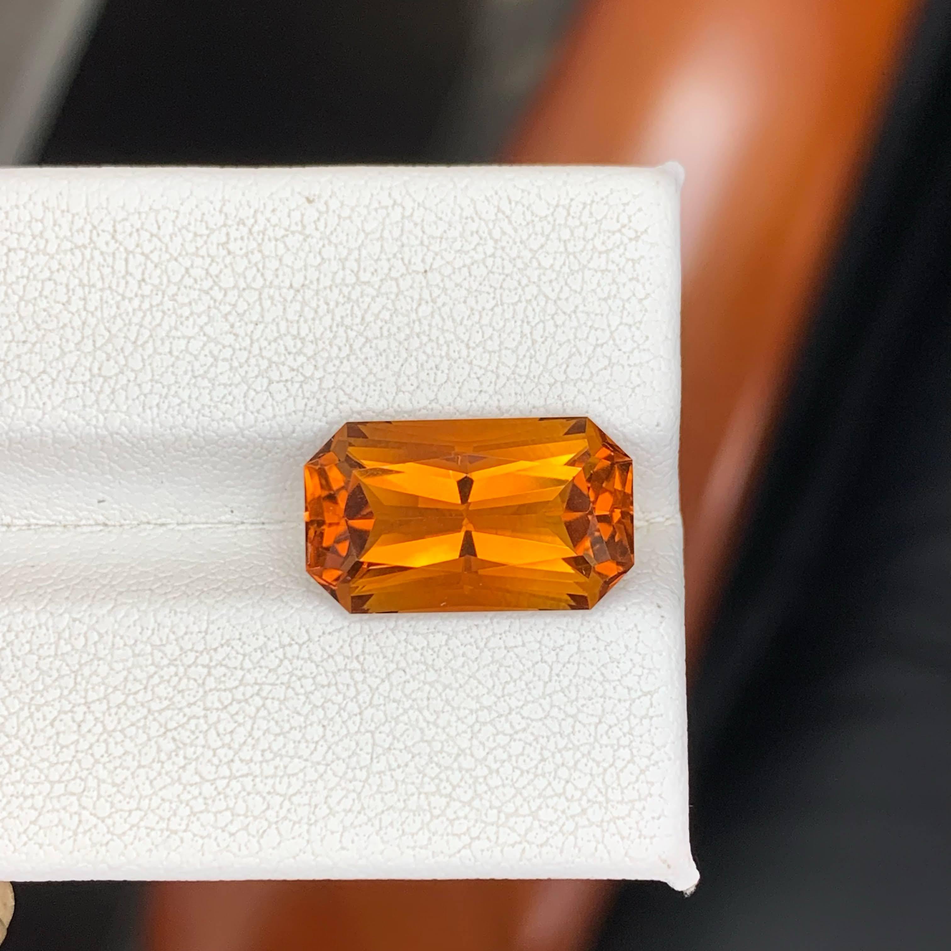 6.45 Carat Natural Loose Madeira Citrine Stone Emerald Cut Brazilian Gemstone im Angebot 5