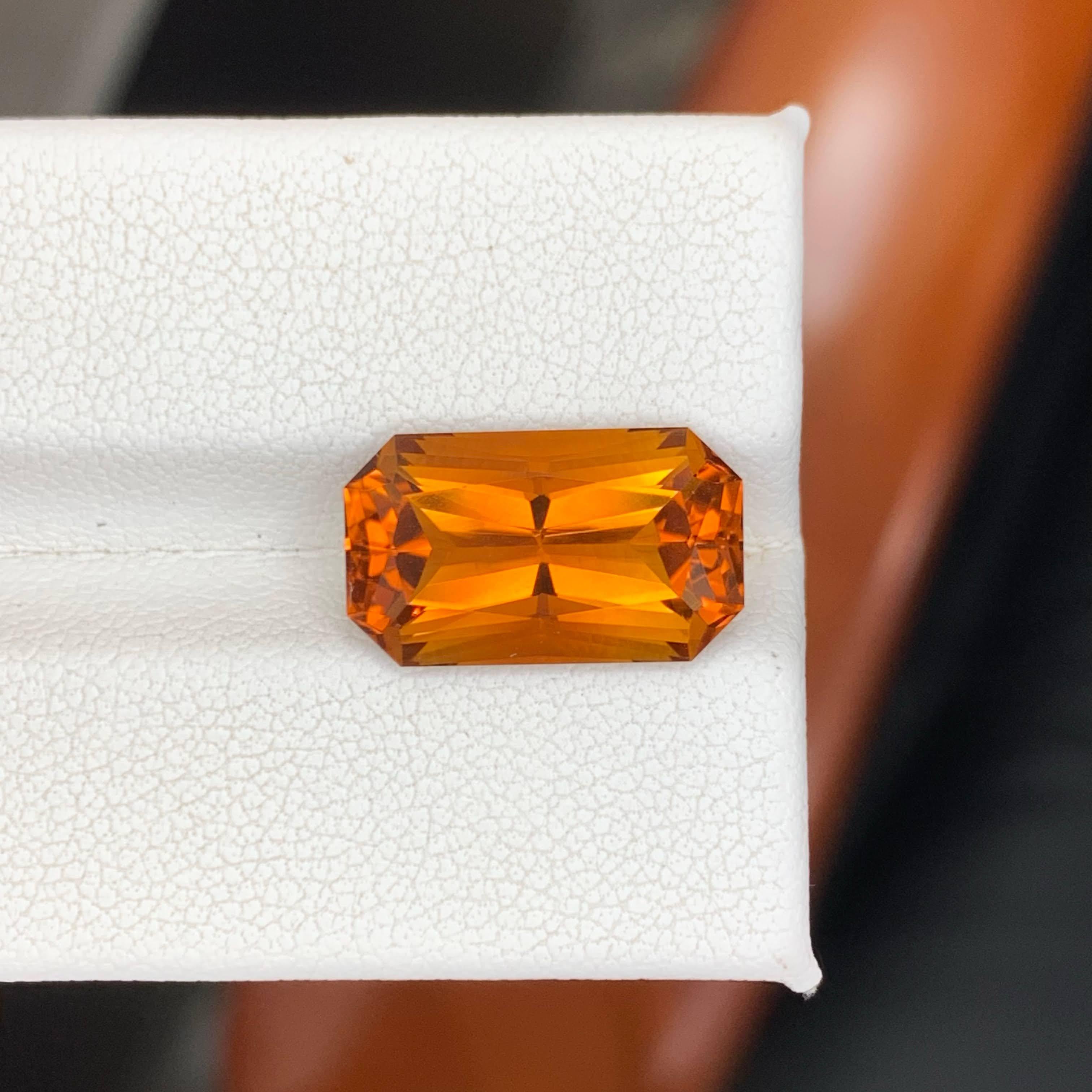 6.45 Carat Natural Loose Madeira Citrine Stone Emerald Cut Brazilian Gemstone (Moderne) im Angebot