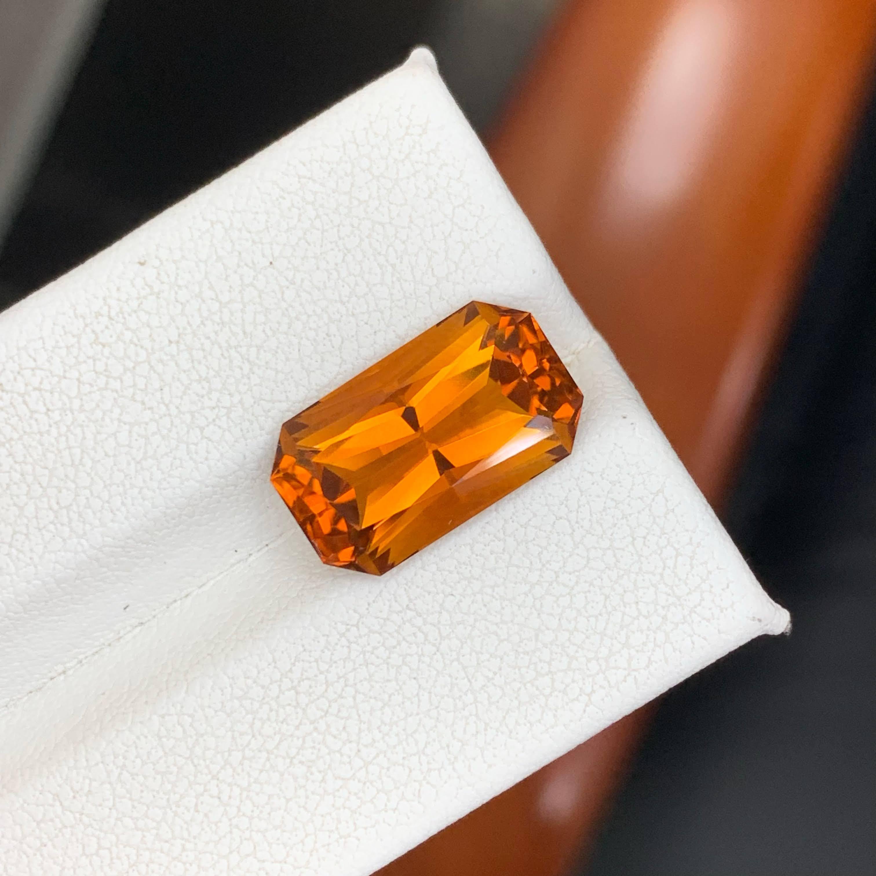 6.45 Carat Natural Loose Madeira Citrine Stone Emerald Cut Brazilian Gemstone (Smaragdschliff) im Angebot