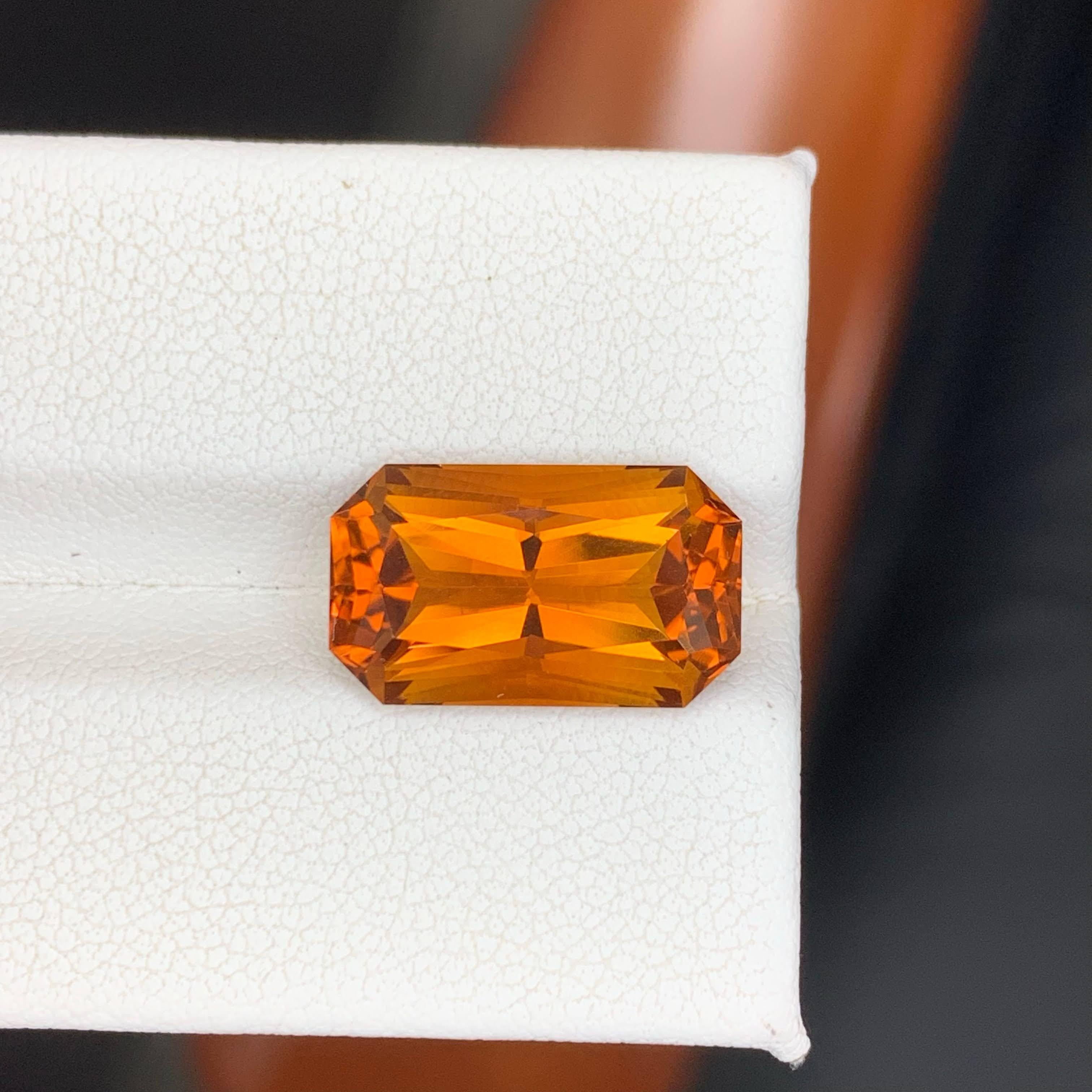 6.45 Carat Natural Loose Madeira Citrine Stone Emerald Cut Brazilian Gemstone für Damen oder Herren im Angebot