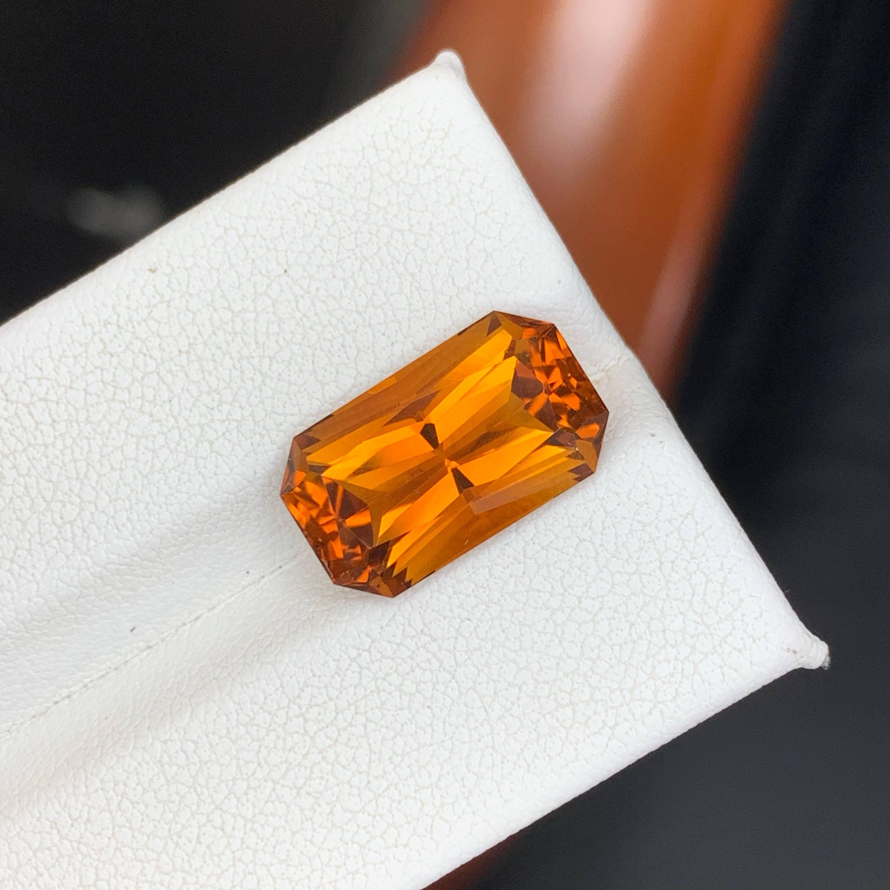 6.45 Carat Natural Loose Madeira Citrine Stone Emerald Cut Brazilian Gemstone im Angebot 1