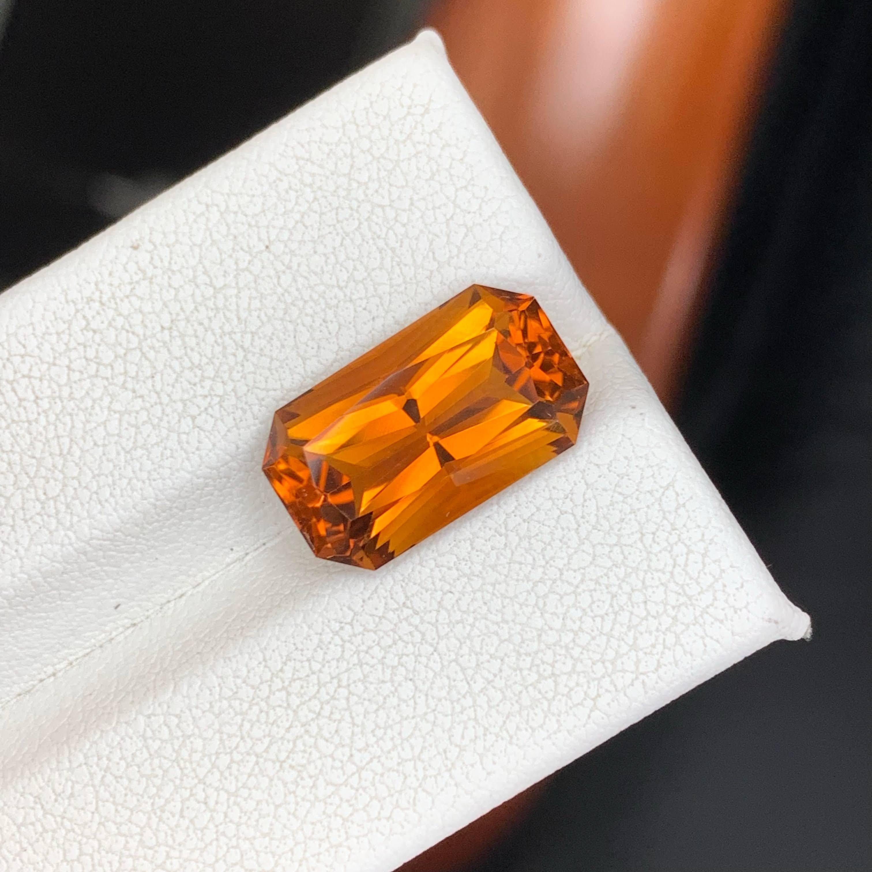 6.45 Carat Natural Loose Madeira Citrine Stone Emerald Cut Brazilian Gemstone im Angebot 2