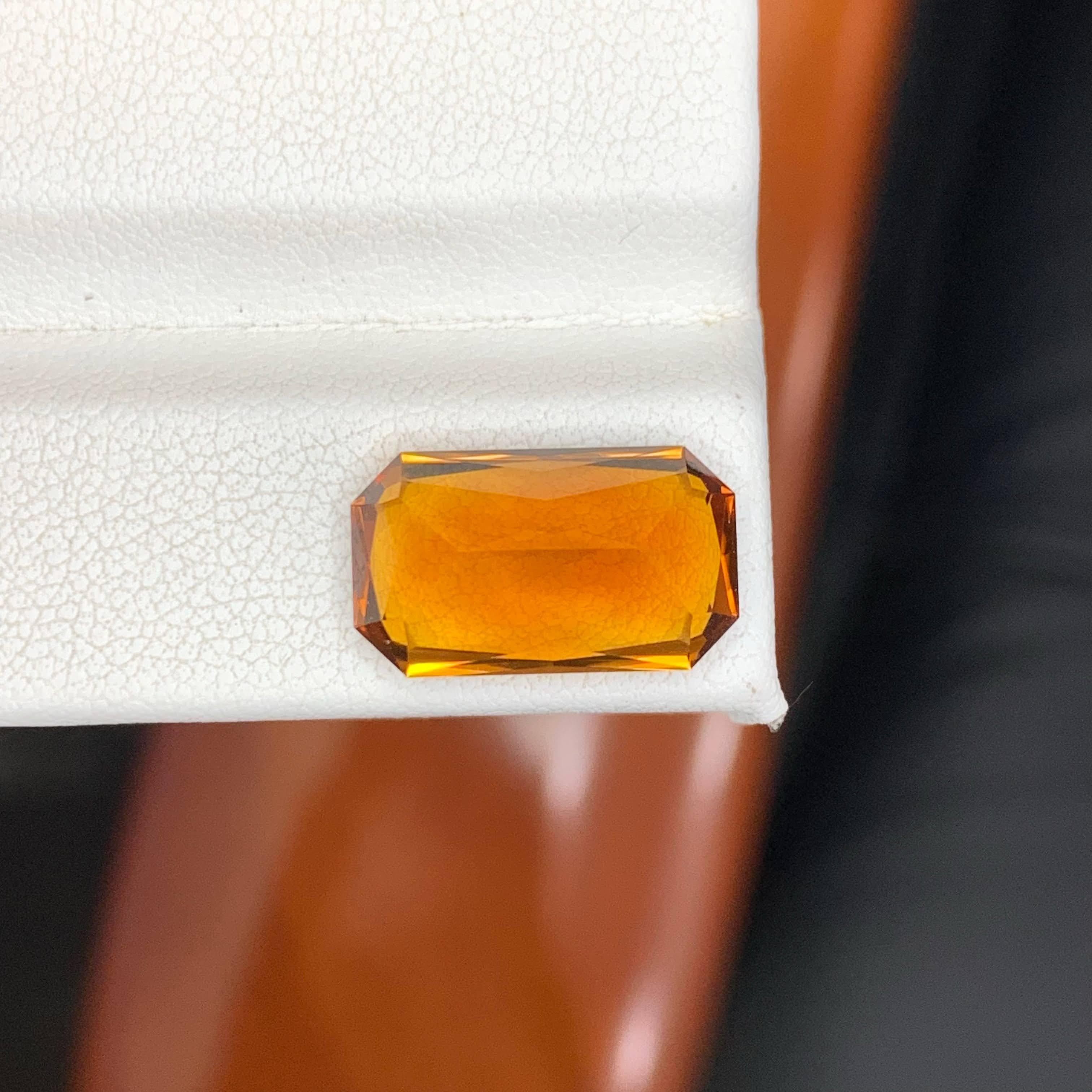 6.45 Carat Natural Loose Madeira Citrine Stone Emerald Cut Brazilian Gemstone im Angebot 3