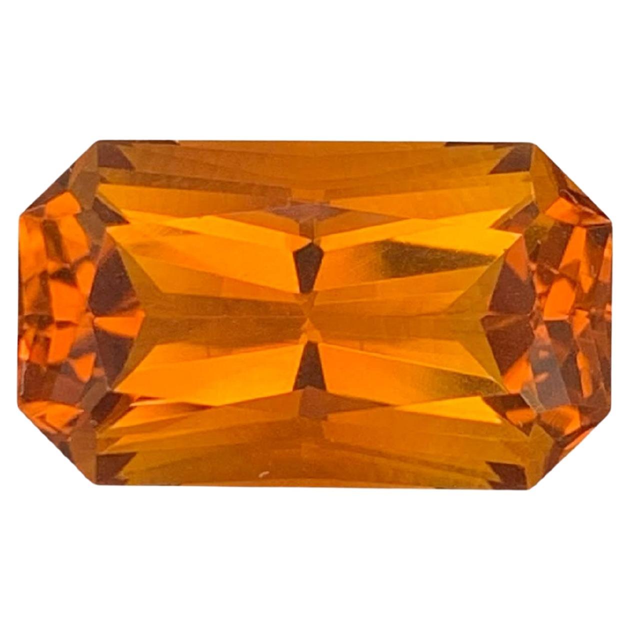 6.45 Carat Natural Loose Madeira Citrine Stone Emerald Cut Brazilian Gemstone